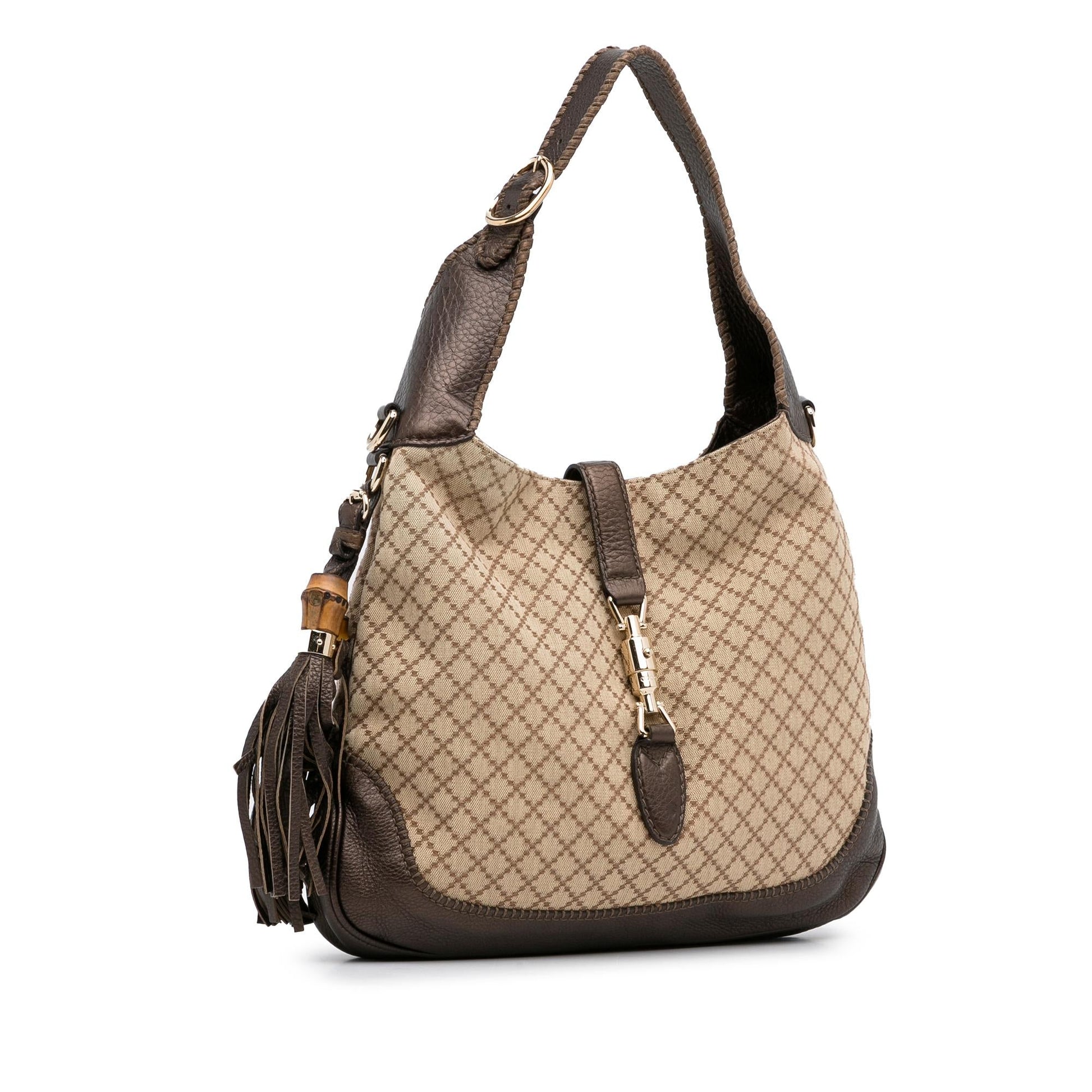 Gucci Diamante New Jackie SHG-evECVW Canvas Brown Satchel Bag