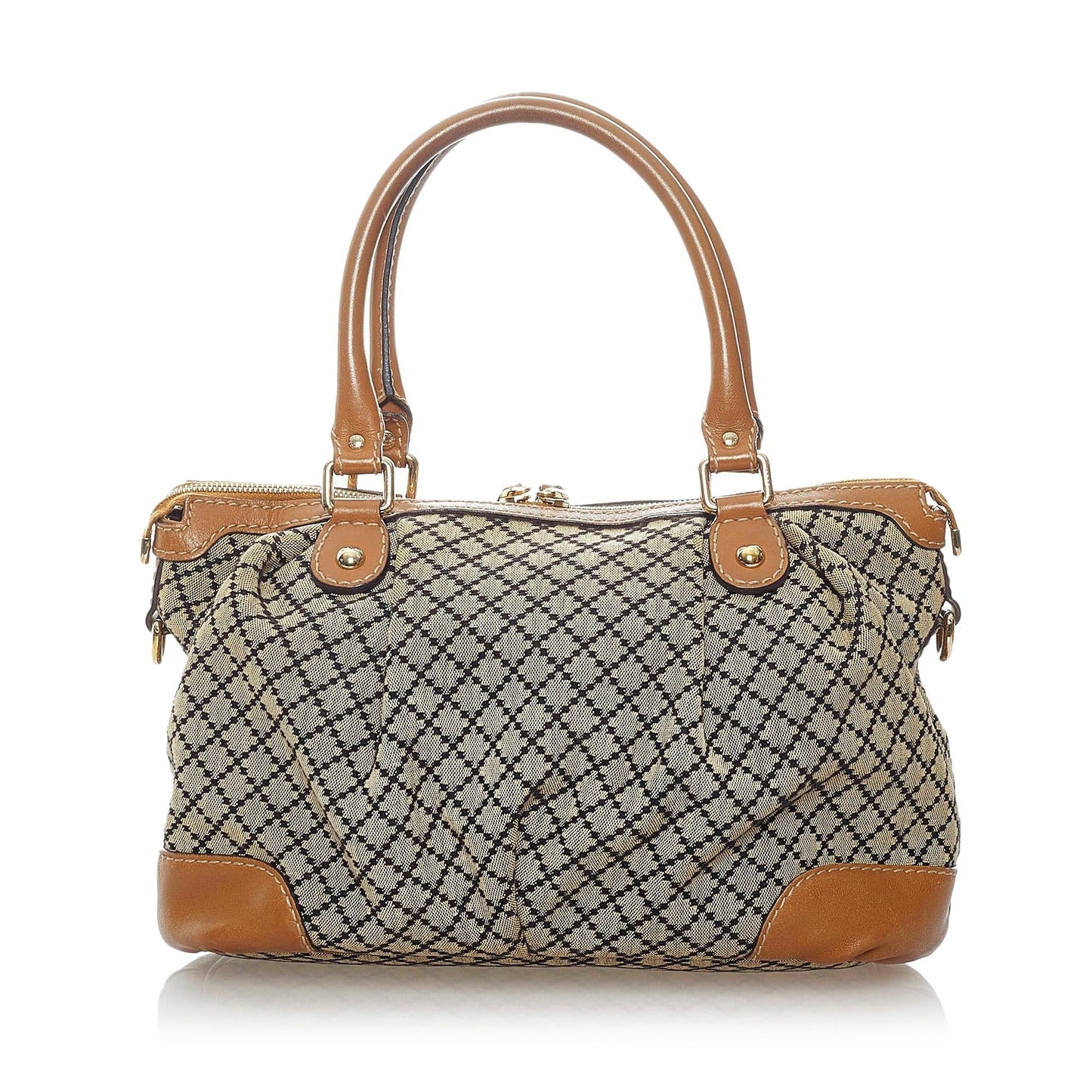 Gucci Diamante Sukey SHG Canvas Brown Satchel Bag