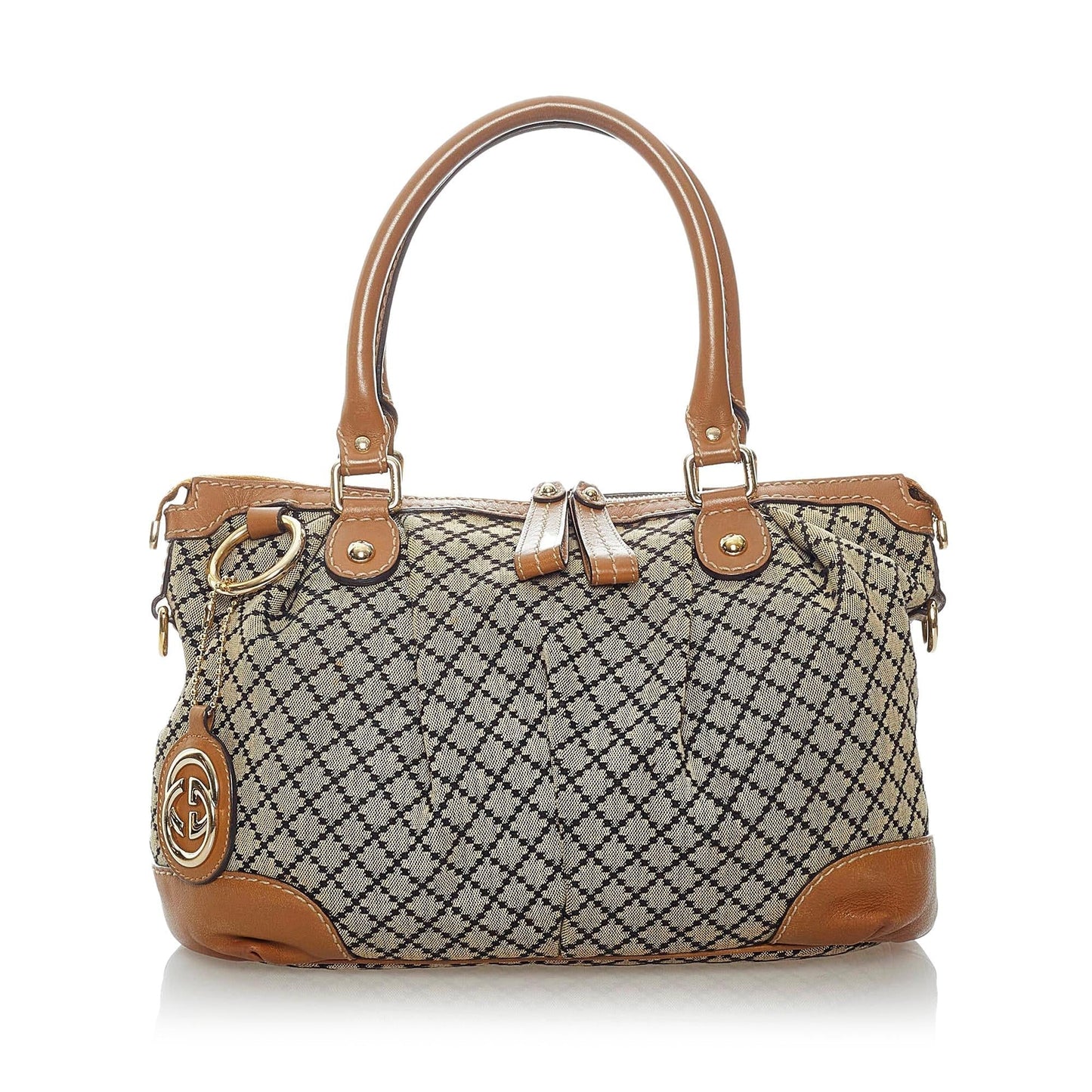 Gucci Diamante Sukey SHG Canvas Brown Satchel Bag