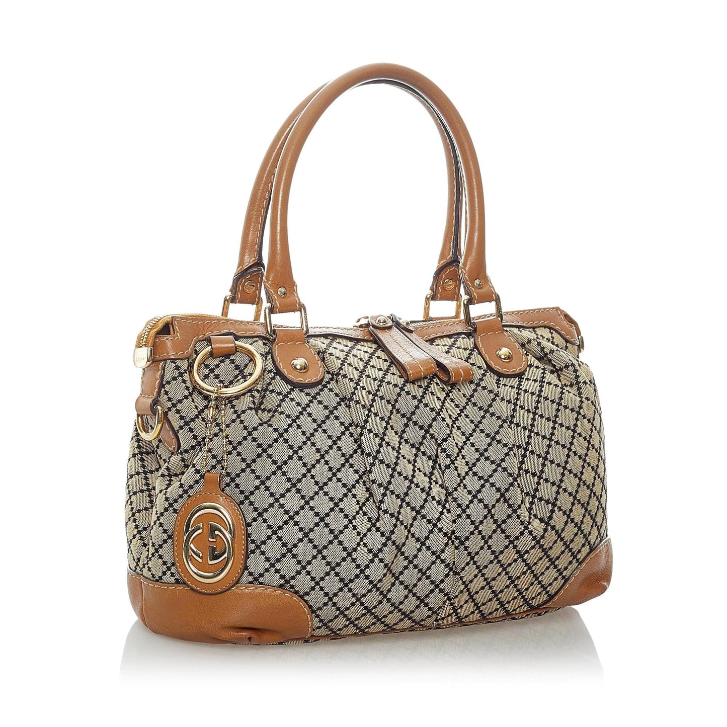 Gucci Diamante Sukey SHG Canvas Brown Satchel Bag