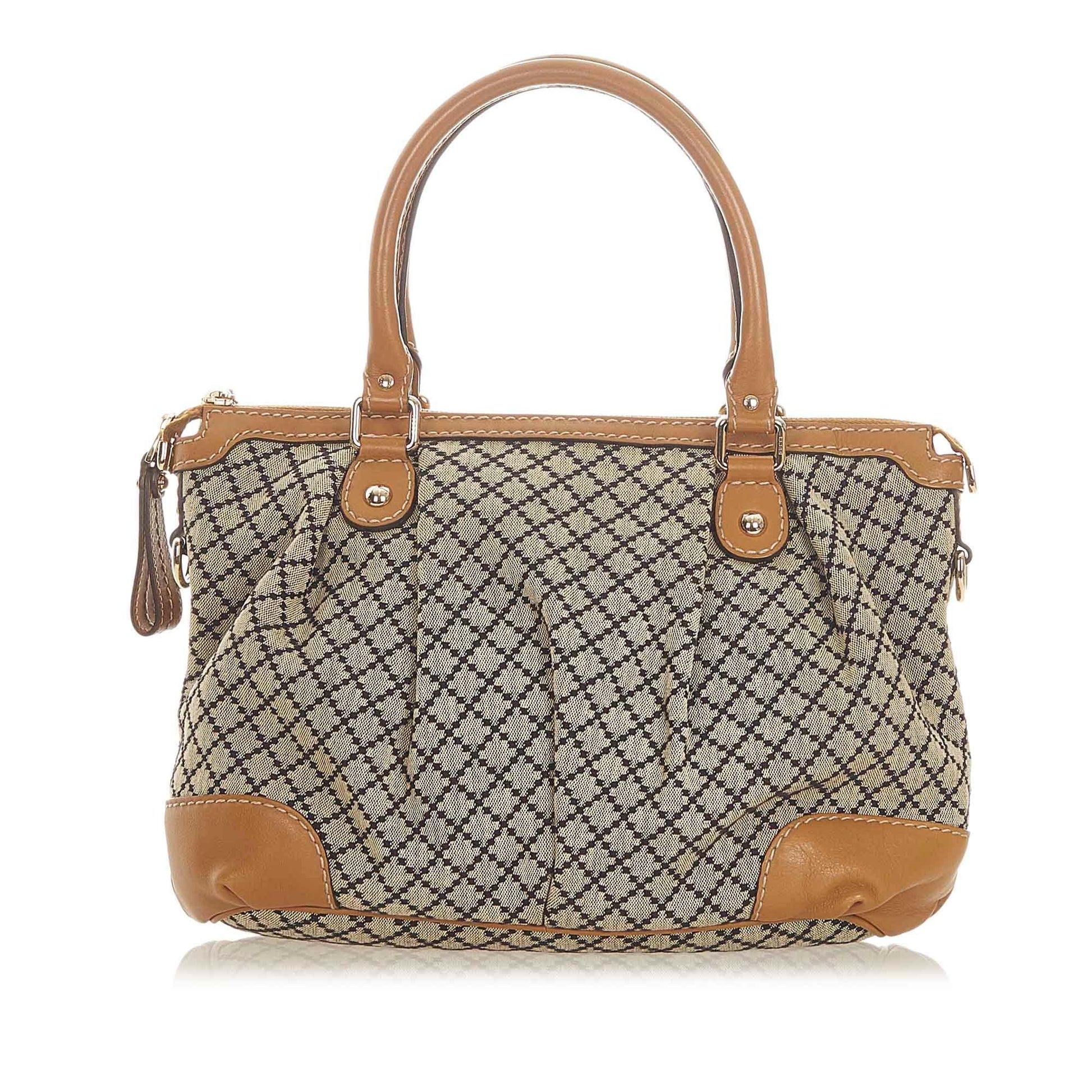 Gucci Diamante Sukey SHG-iZTtvz Canvas Brown Satchel Bag