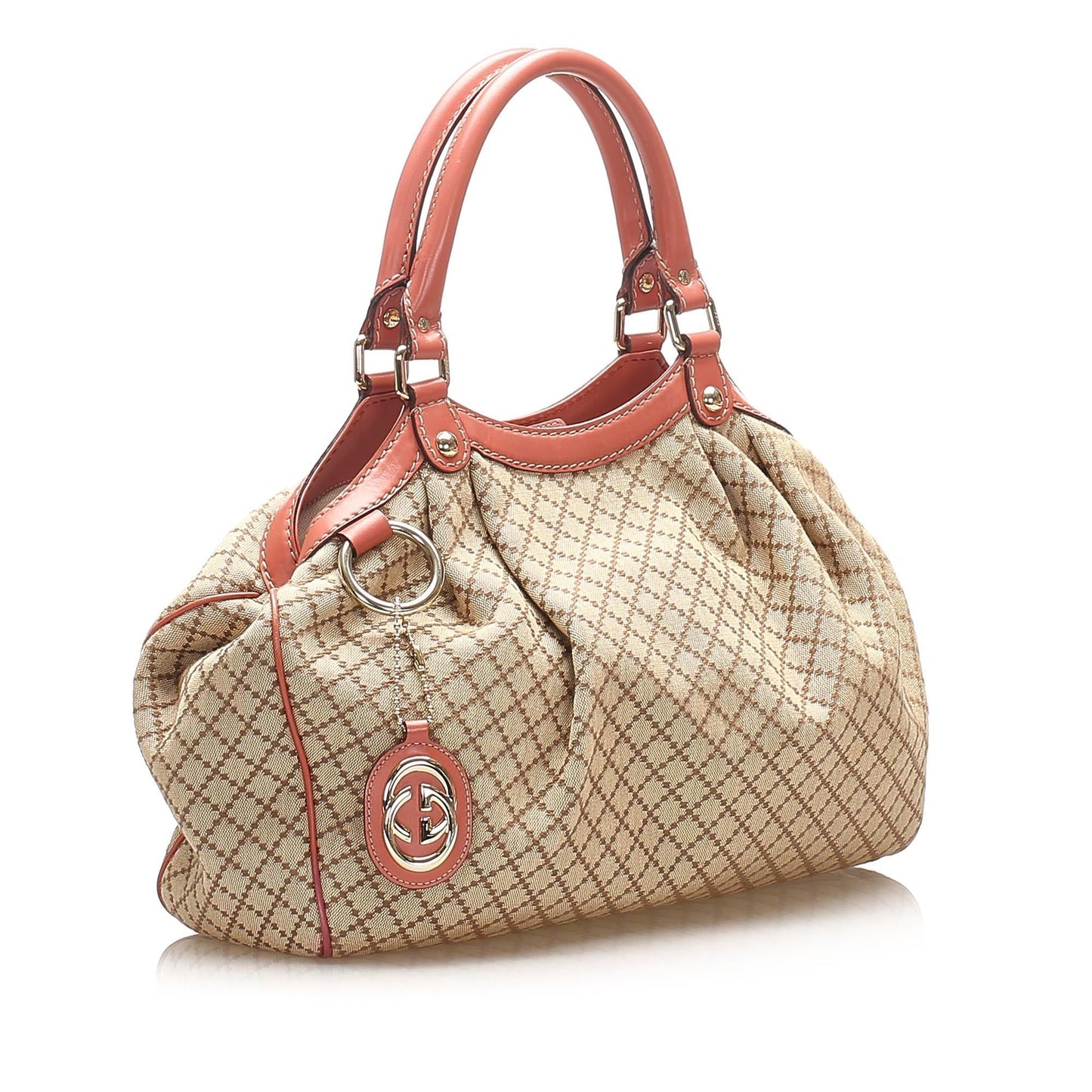 Gucci Diamante Sukey SHG Canvas Brown Pink Tote Bag Bag Shg
