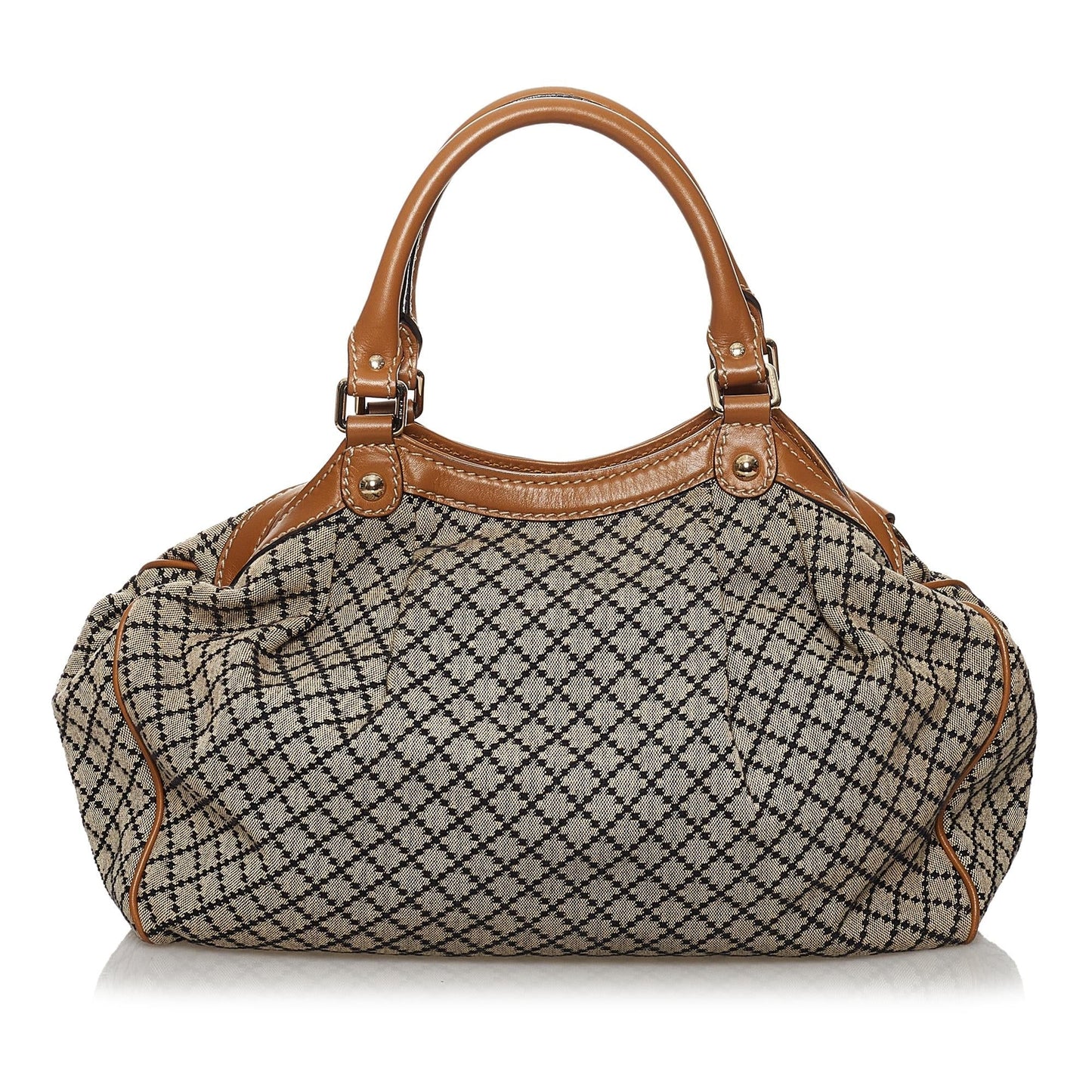 Gucci Diamante Sukey SHG Canvas Calf Brown Tote Bag