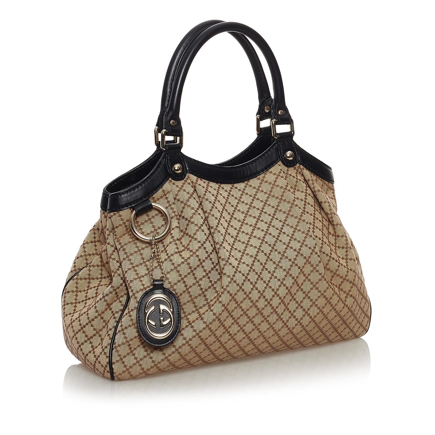 Gucci Diamante Sukey SHG Canvas Black Brown Tote Bag Bag Shg