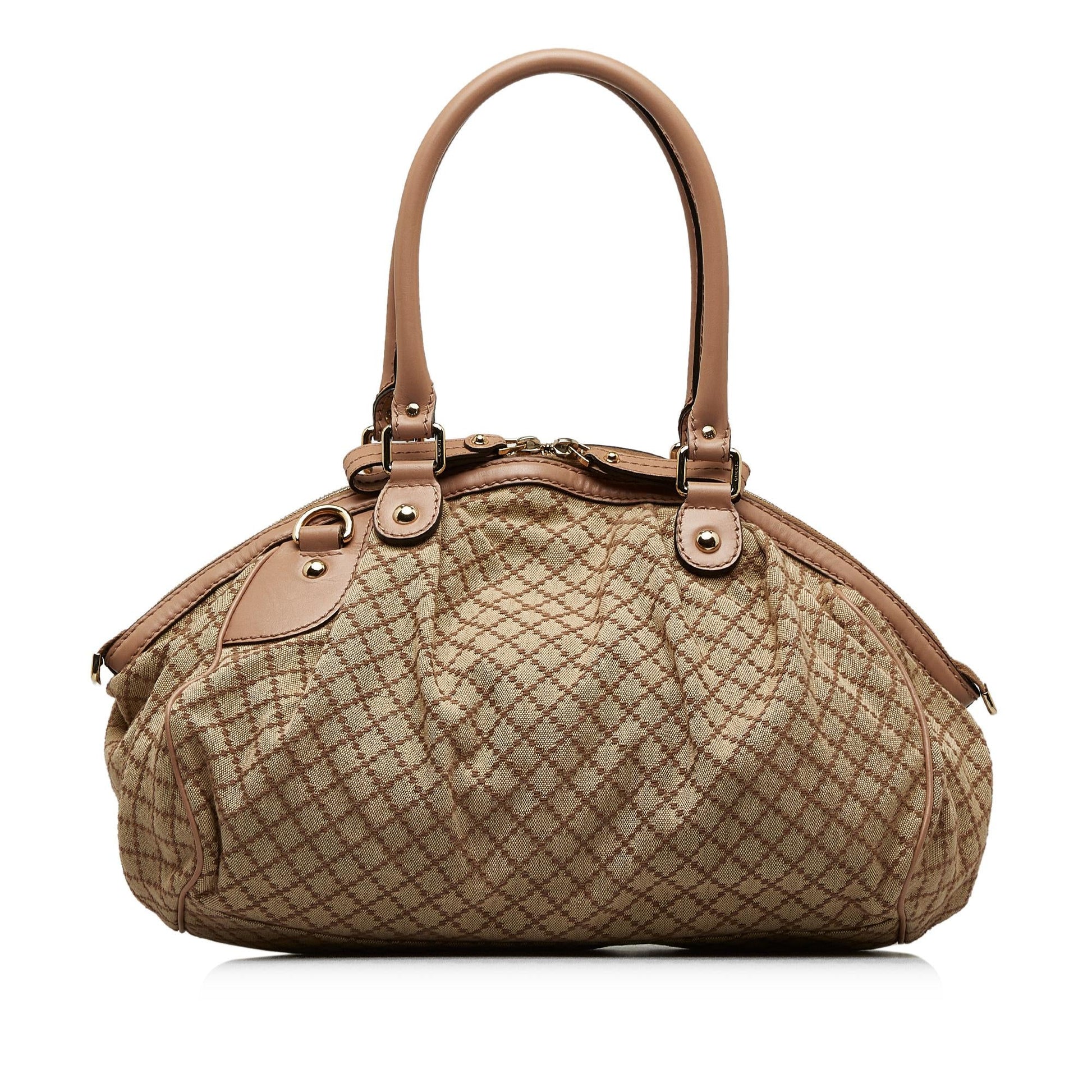 Gucci Diamante Sukey SHG-wozlhP Canvas Brown Satchel Bag