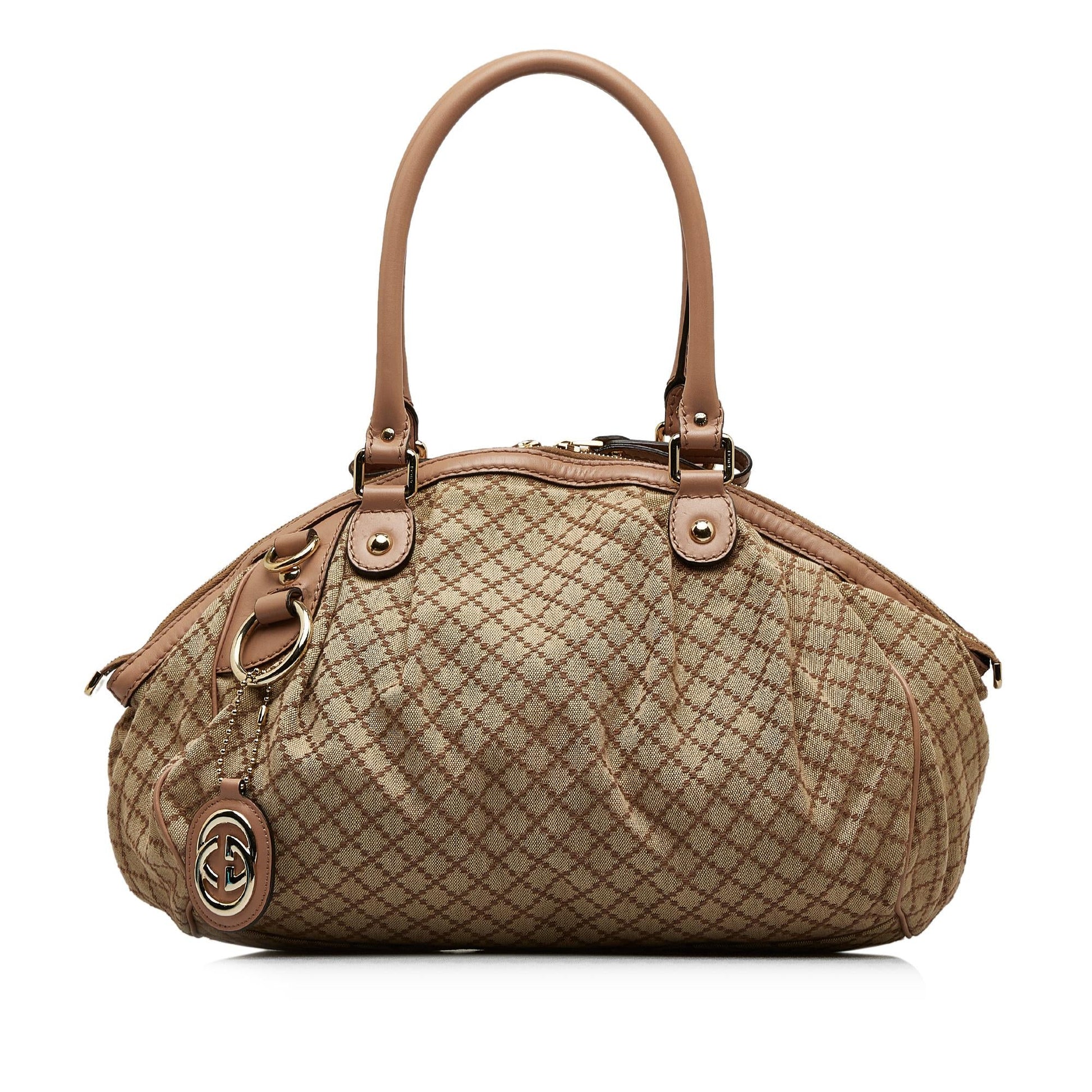 Gucci Diamante Sukey SHG-wozlhP Canvas Brown Satchel Bag