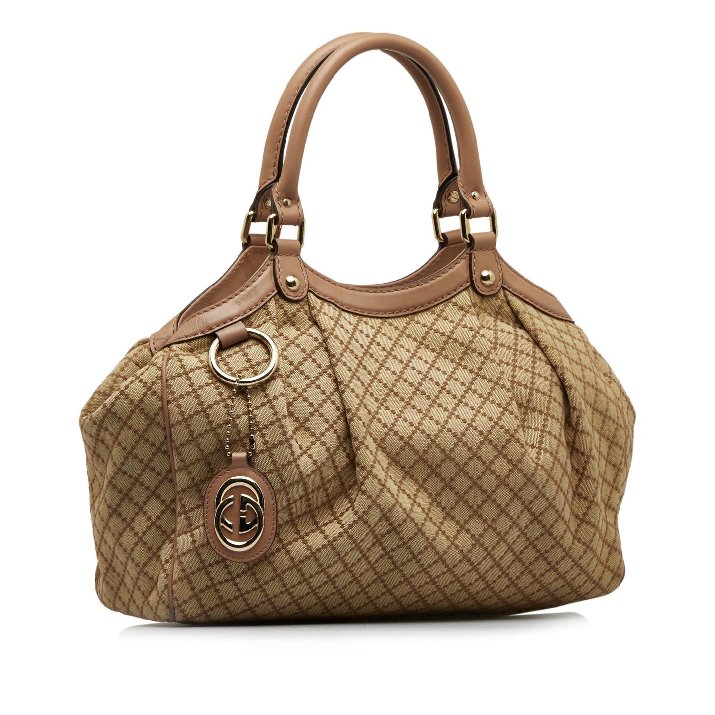 Gucci Diamante Sukey SHG-X85dF7 Canvas Calf Brown Tote Bag