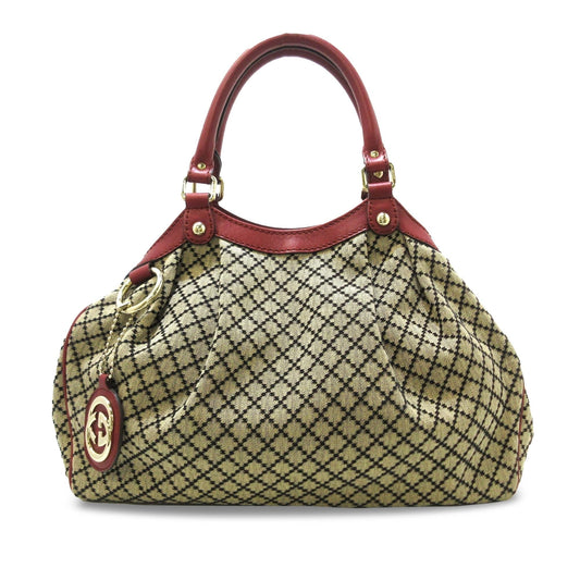 Gucci Diamante Sukey SHG-xsUEnX Canvas Calf Brown Tote Bag