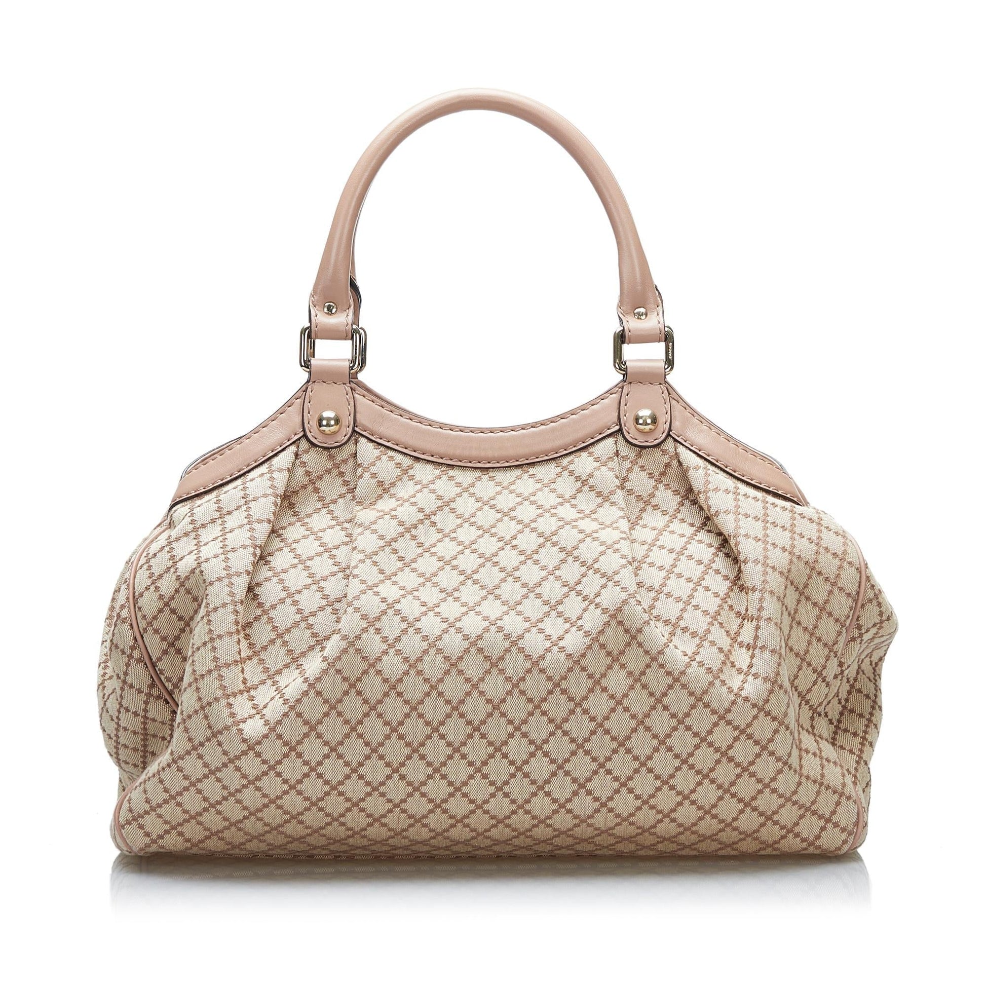 Gucci Diamante Sukey SHG-KXsA7f Canvas Calf Brown Tote Bag