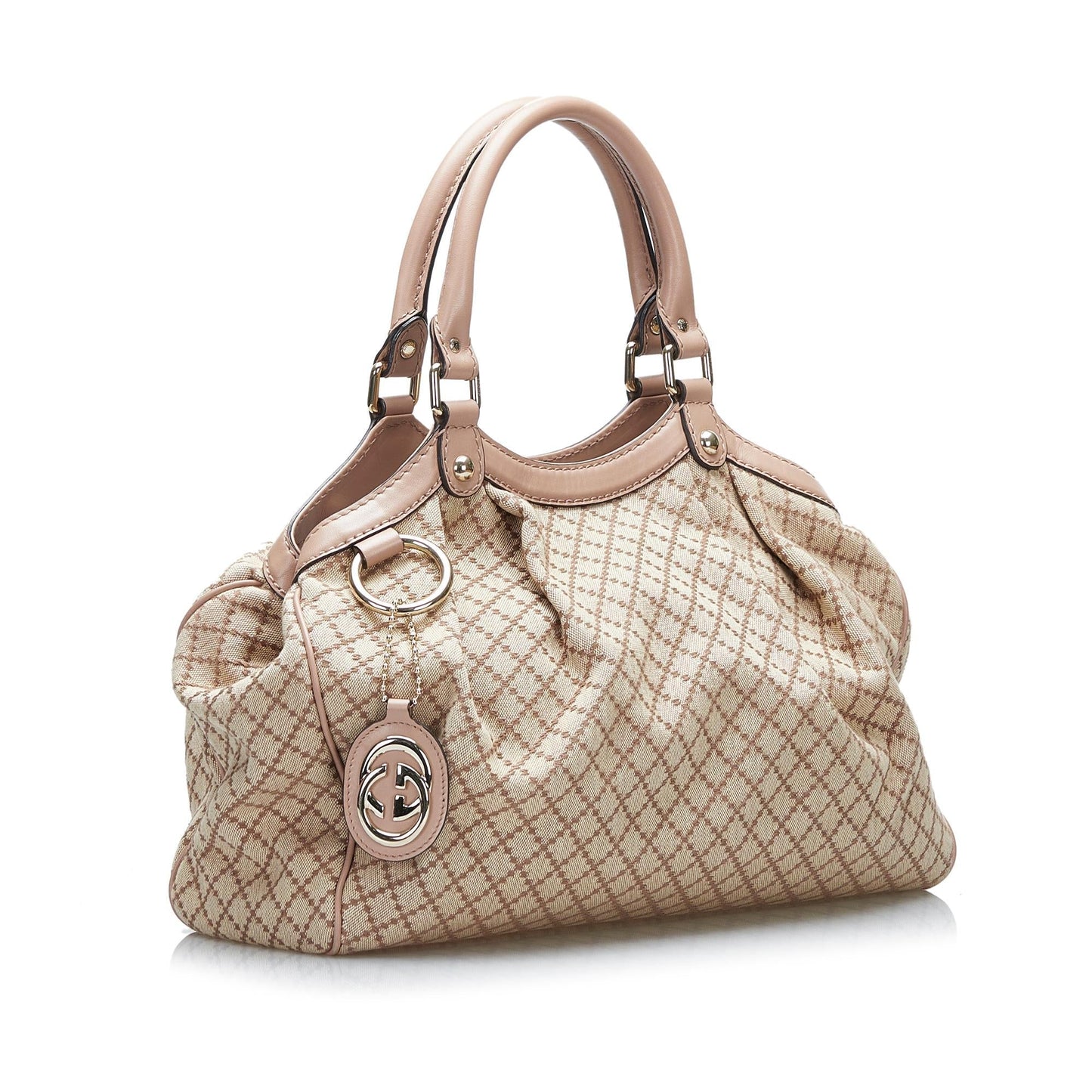 Gucci Diamante Sukey SHG-KXsA7f Canvas Calf Brown Tote Bag