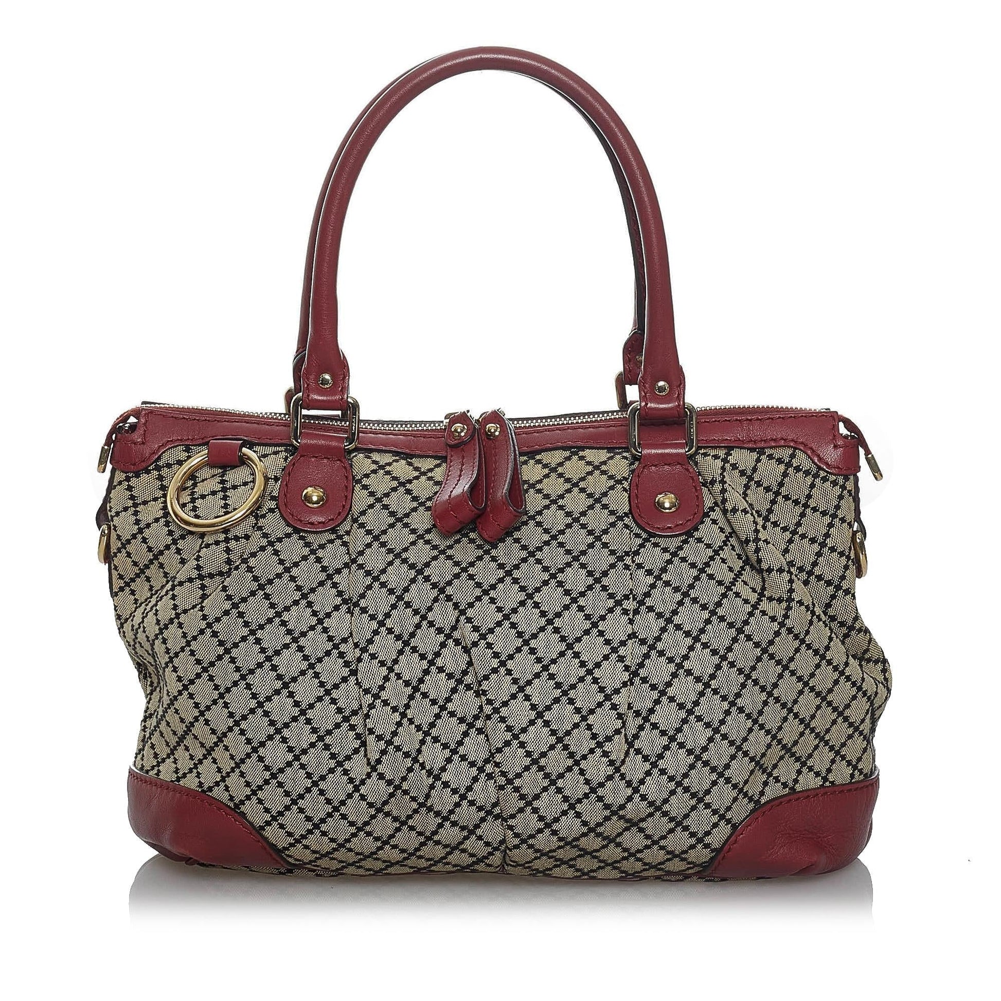 Gucci Diamante Sukey SHG Canvas Grey Satchel Bag
