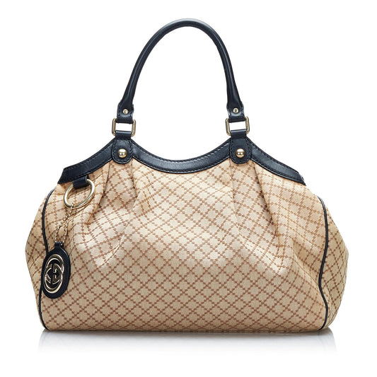 Gucci Diamante Sukey SHG-dyPEeA Canvas Brown Tote Bag