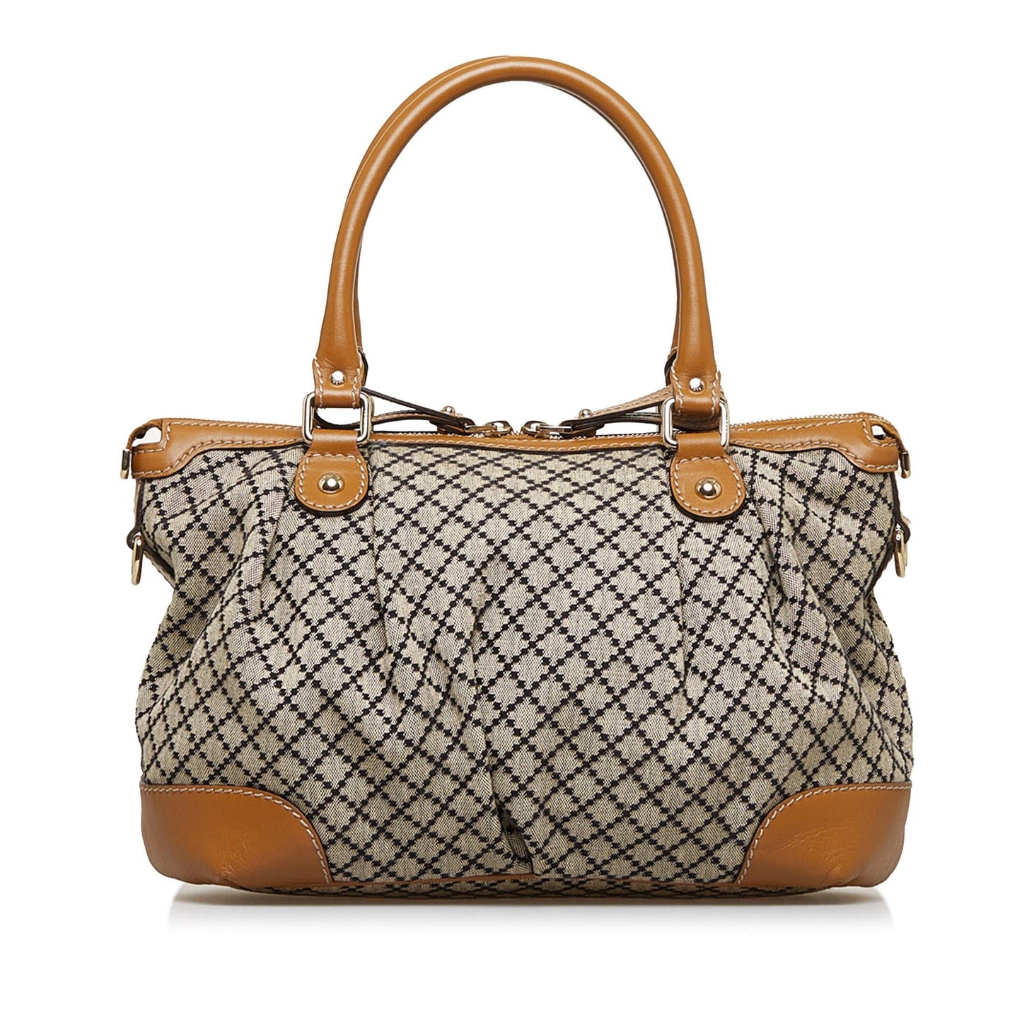 Gucci Diamante Sukey SHG-Qj6lLt Canvas Calf Brown Satchel Bag