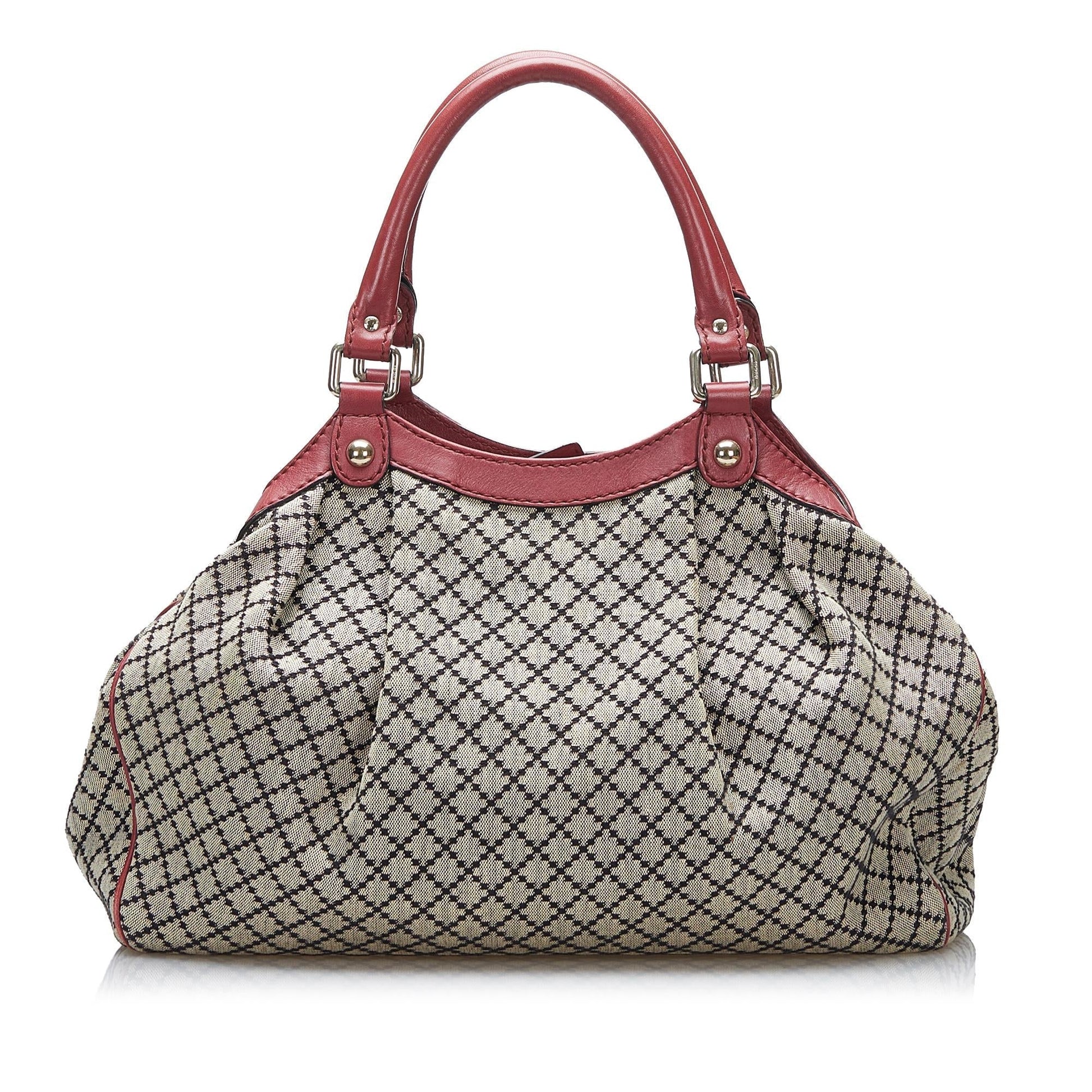Gucci Diamante Sukey SHG-VPaOdK Canvas Calf Brown Red Shoulder Bag