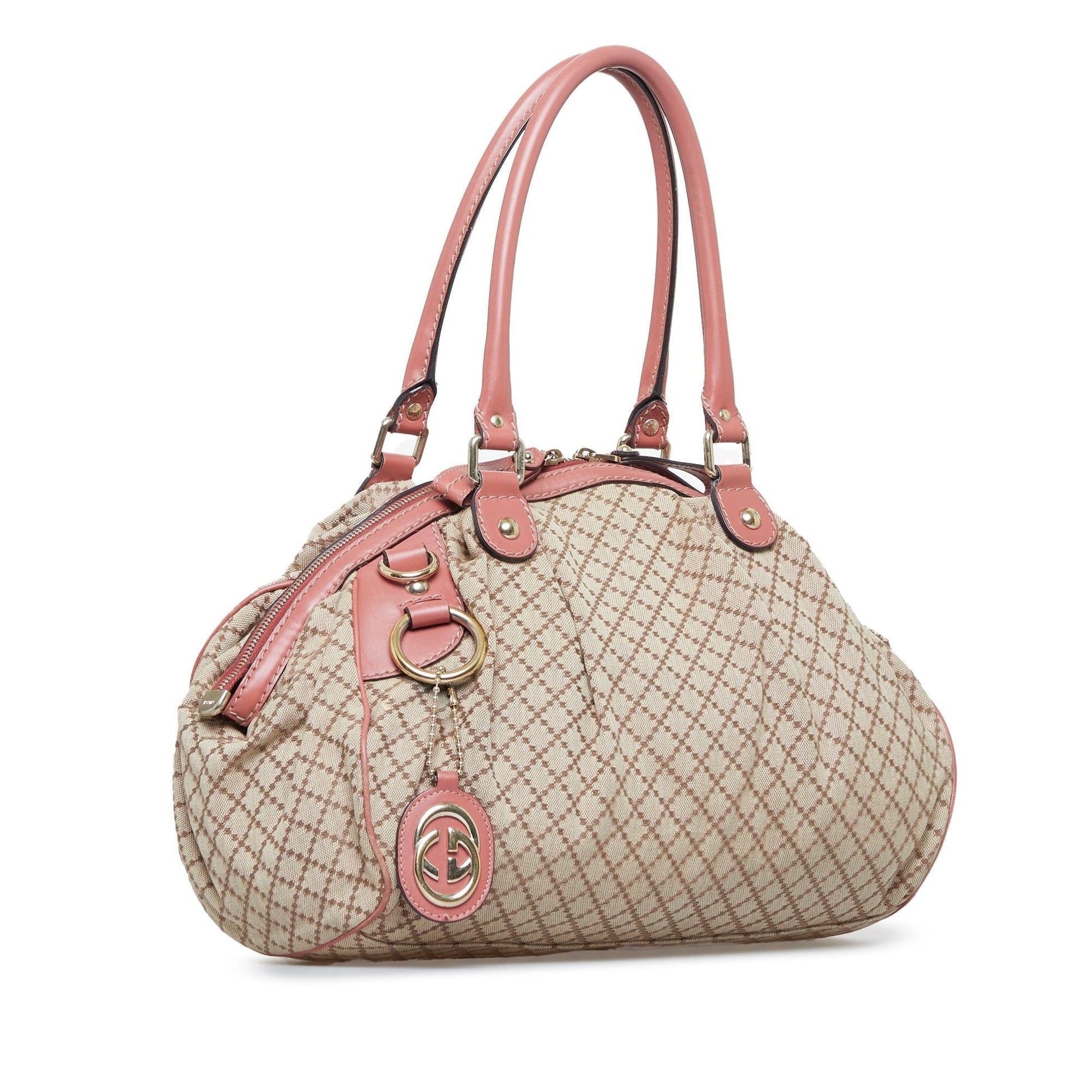 Gucci Diamante Sukey SHG-IaQTTL Canvas Brown Satchel Bag
