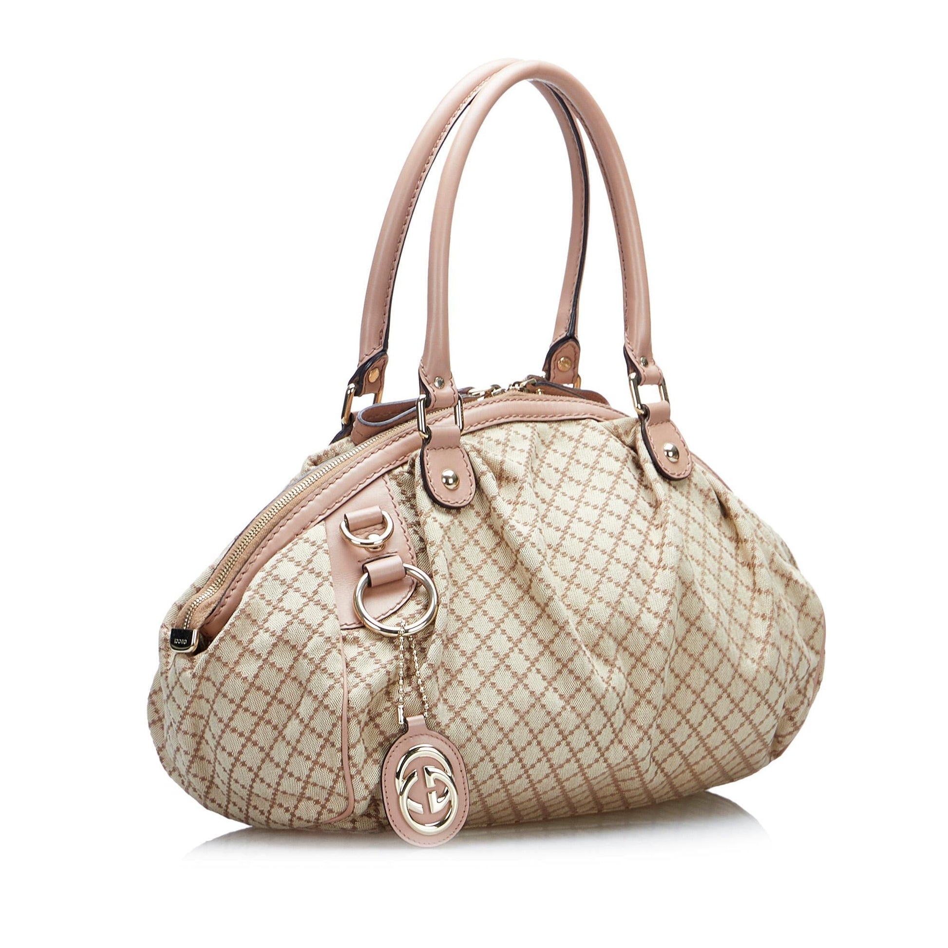 Gucci Diamante Sukey SHG-9mZVFa Canvas Brown Satchel Bag