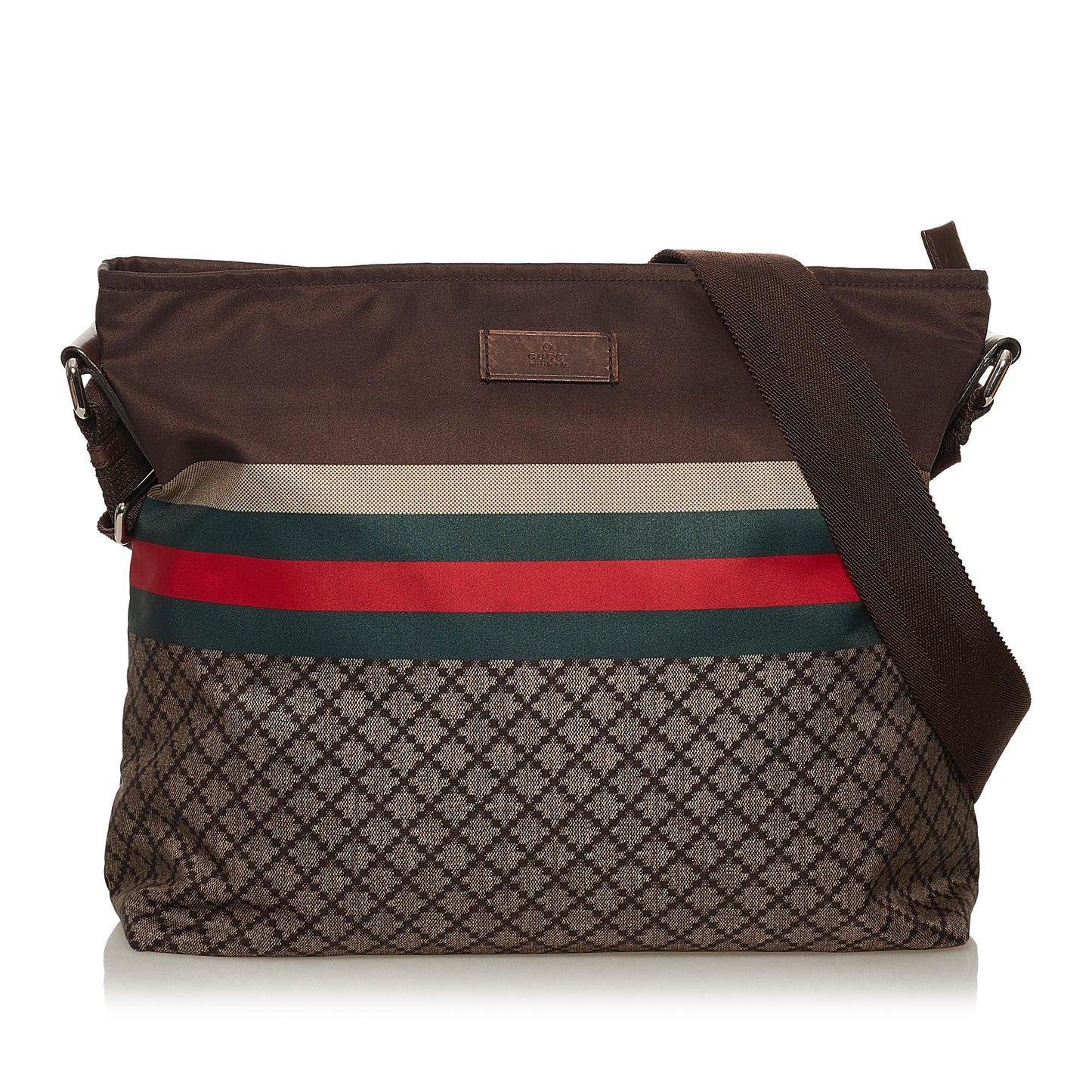 Gucci Diamante Web SHG Canvas Brown Crossbody Bag
