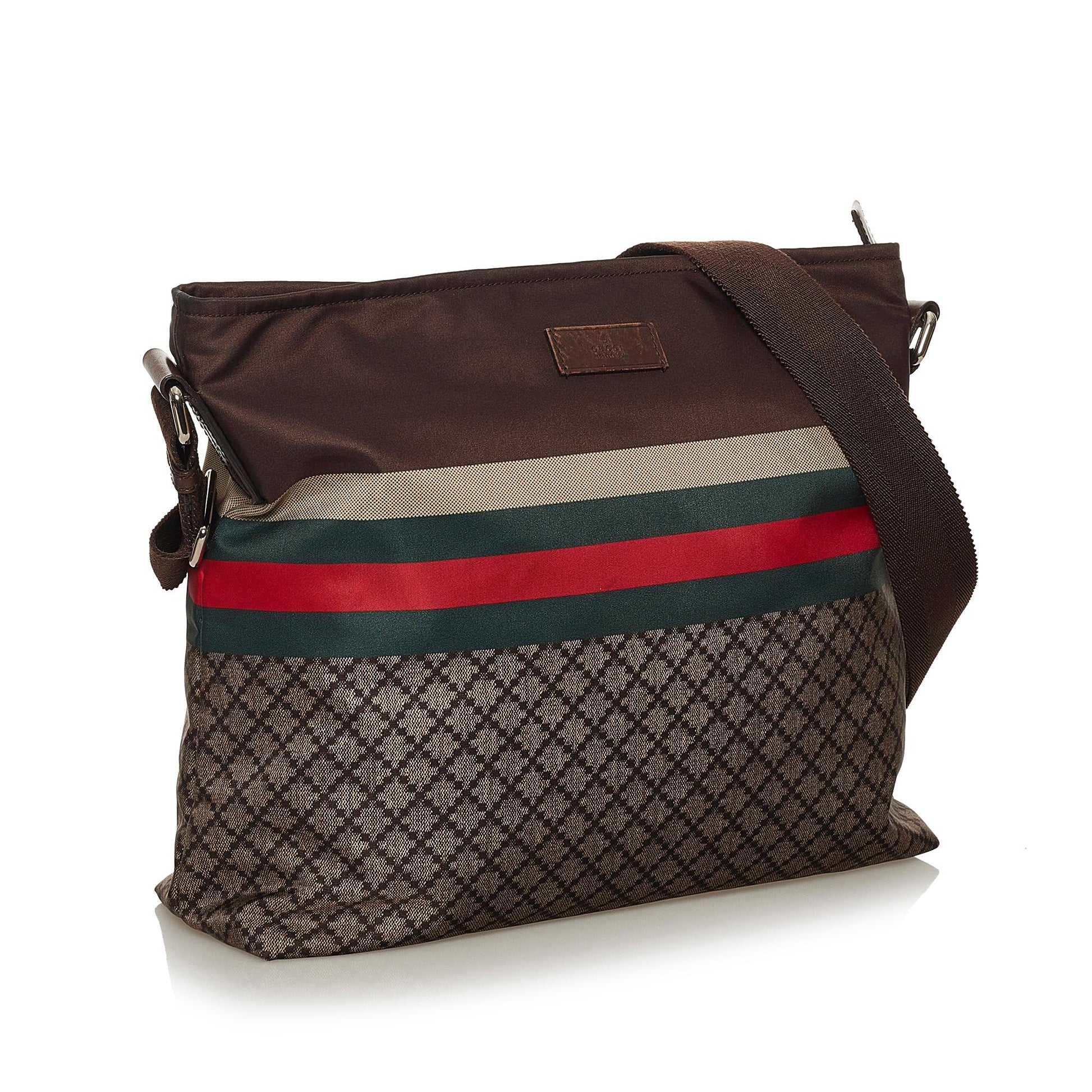 Gucci Diamante Web SHG Canvas Brown Crossbody Bag
