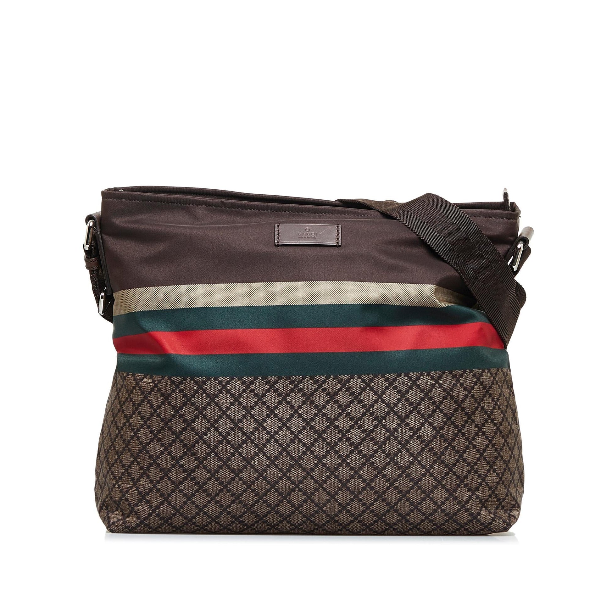 Gucci Diamante Web SHG-RrkAD5 Nylon Brown Crossbody Bag