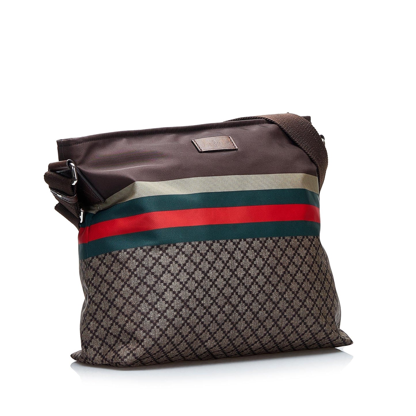 Gucci Diamante Web SHG-Yo8KPz Nylon Brown Crossbody Bag