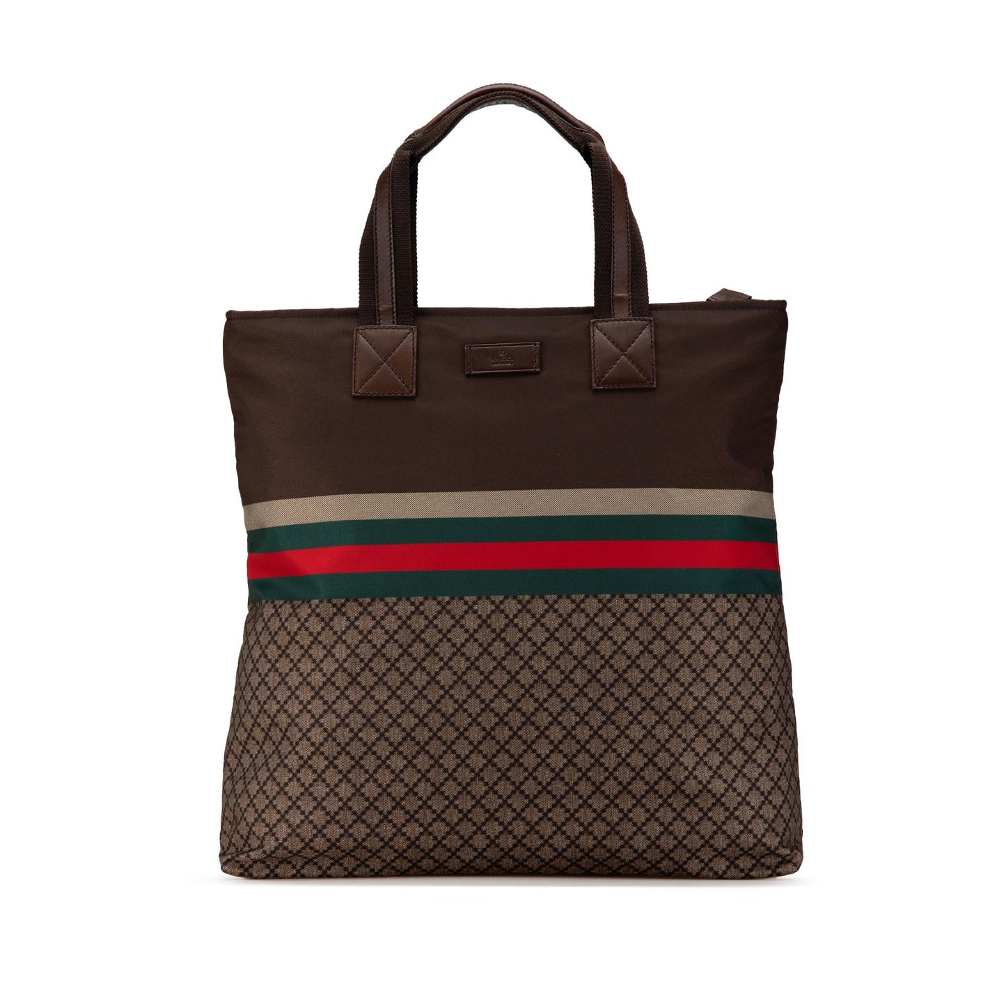 Gucci Diamante Web SHG-HrFLNN Nylon Brown Tote Bag