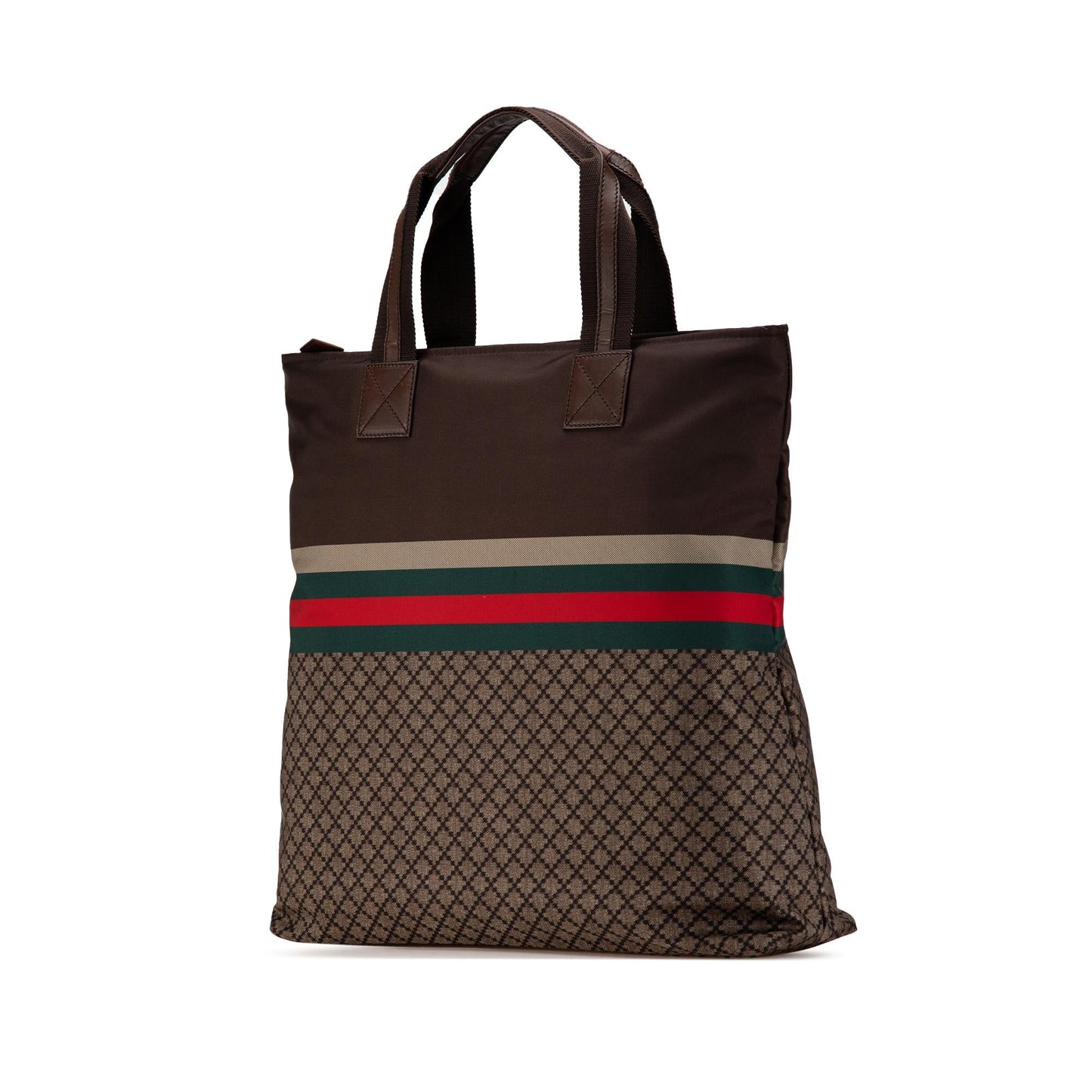 Gucci Diamante Web SHG-HrFLNN Nylon Brown Tote Bag