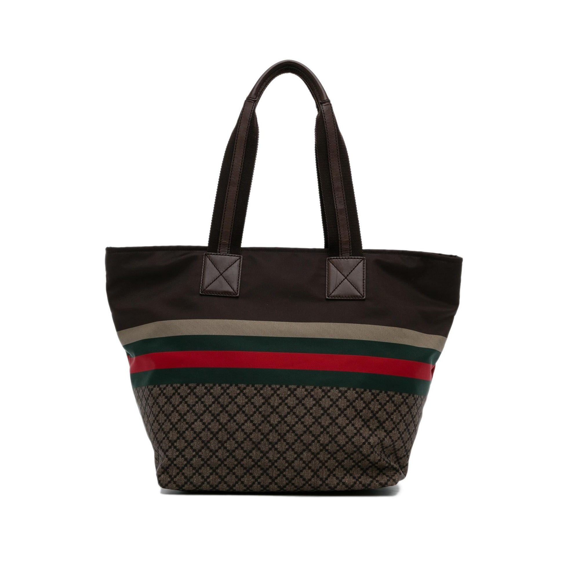 Gucci Diamante Web SHG-as3KWK Canvas Nylon Brown Tote Bag