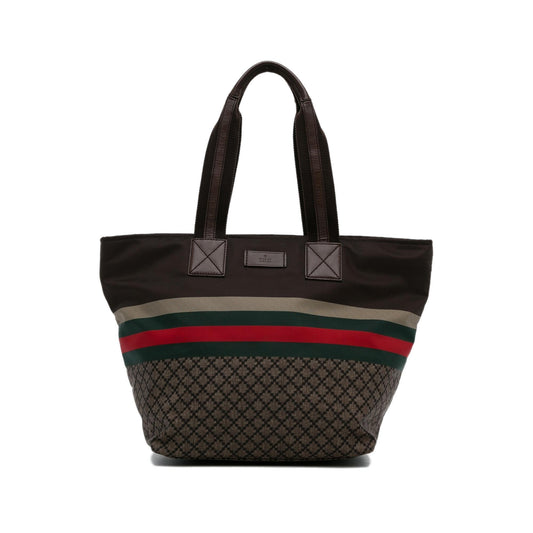 Gucci Diamante Web SHG-as3KWK Canvas Nylon Brown Tote Bag