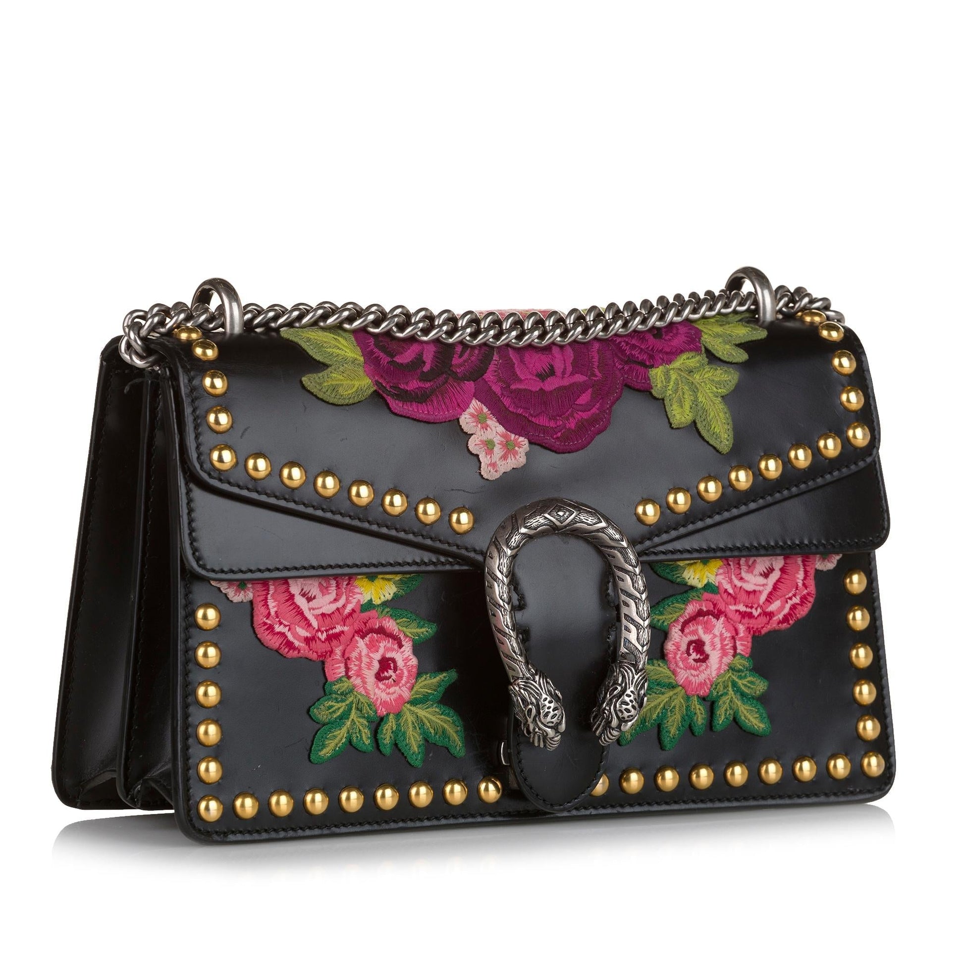 Gucci Dionysus Embroidered Studded SHG Calf Black Shoulder Bag