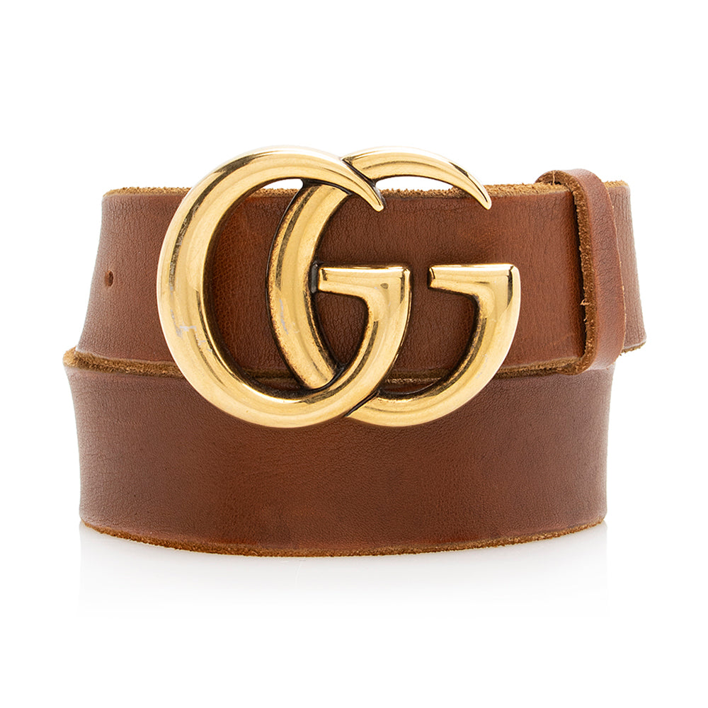 Gucci Distressed GG Marmont Belt - Leather Brown Accessory 70 Shf