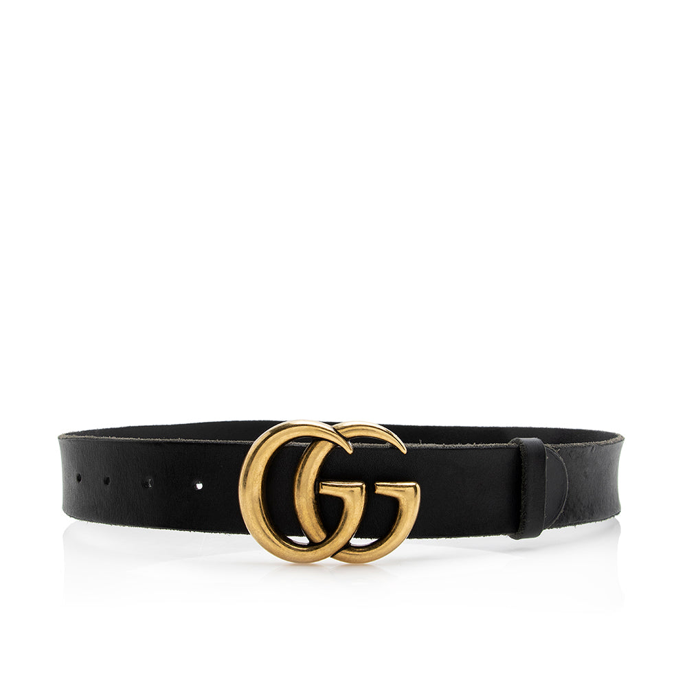 Gucci Distressed GG Marmont Belt - Leather Black Accessory