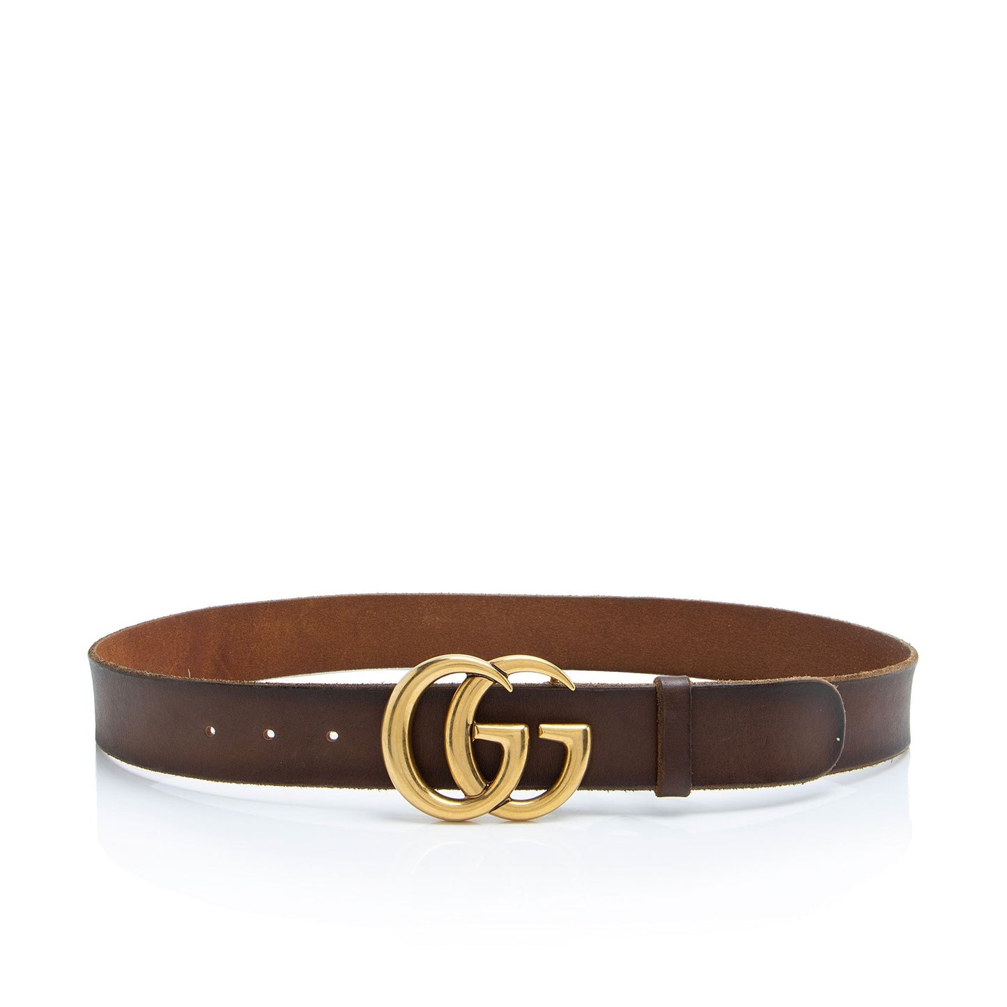 Gucci Distressed GG Marmont Belt - Leather Brown Gold Accessory