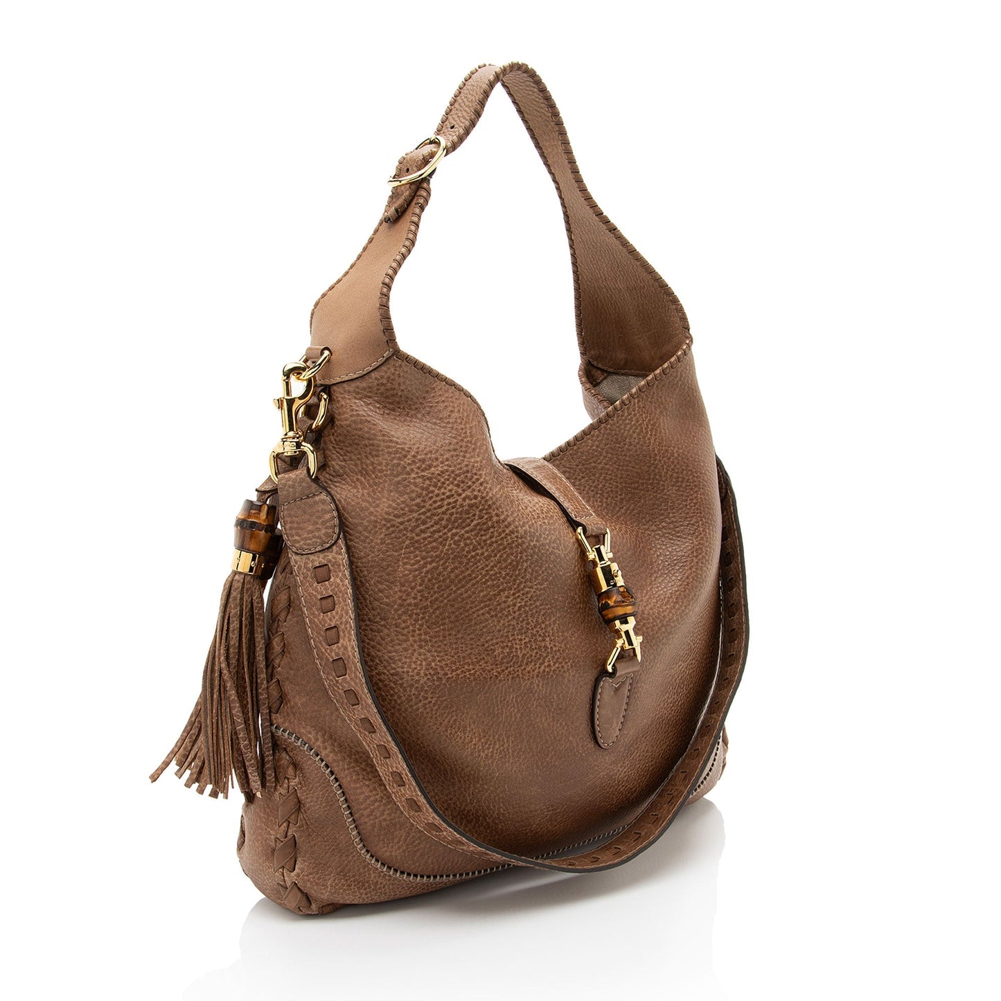 Gucci Distressed New Jackie Leather Large Shoulder Bag