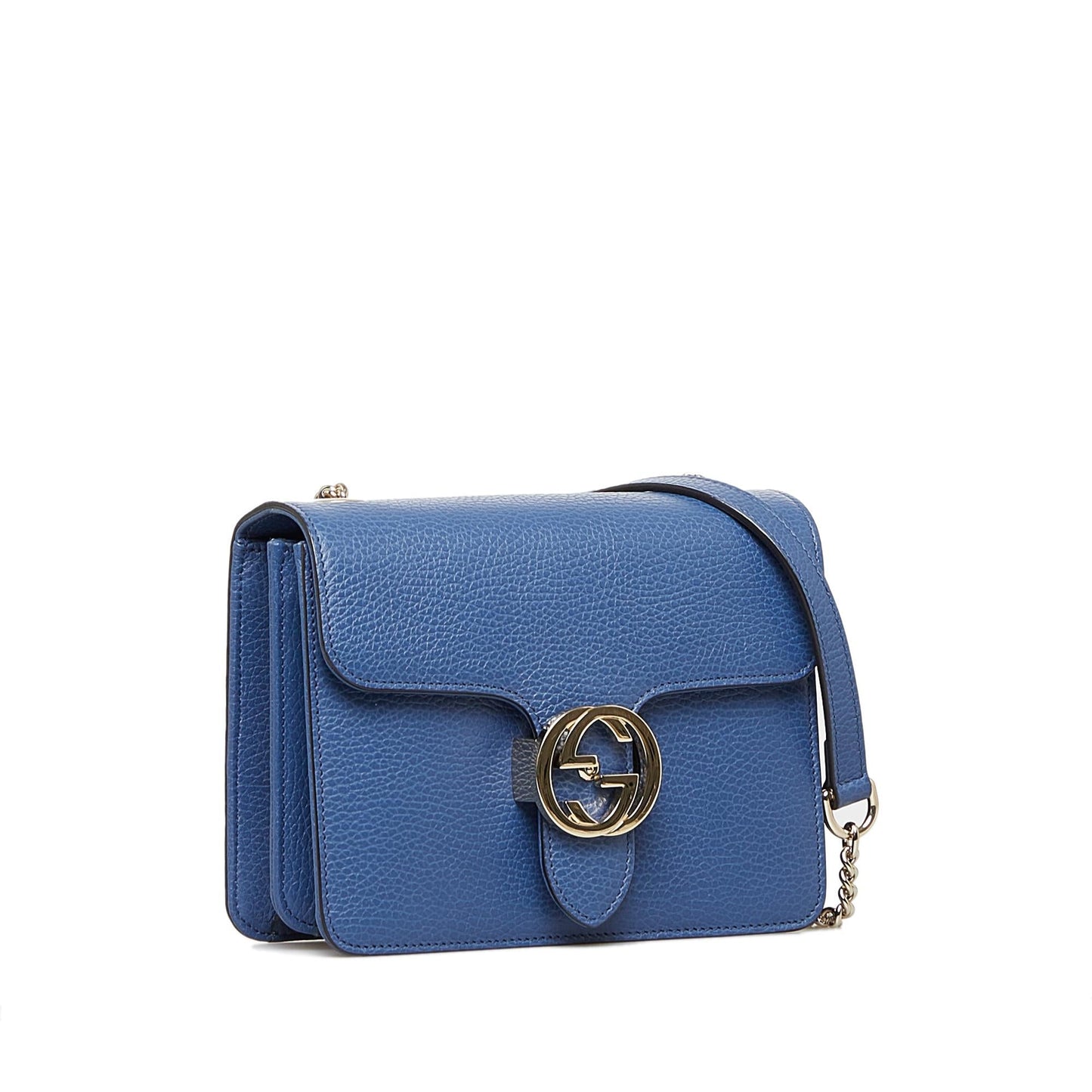 Gucci Dollar Interlocking G SHG-v17dFN Calf Blue Crossbody Bag