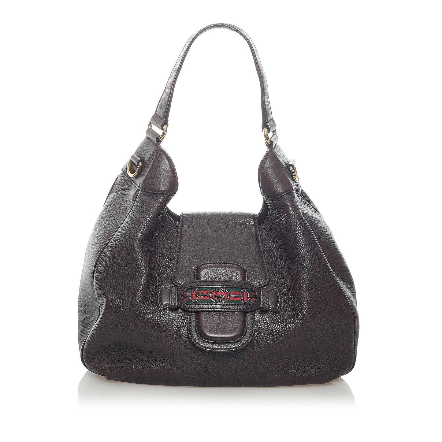 Gucci Dressage Web SHG Leather Calf Brown Satchel Bag