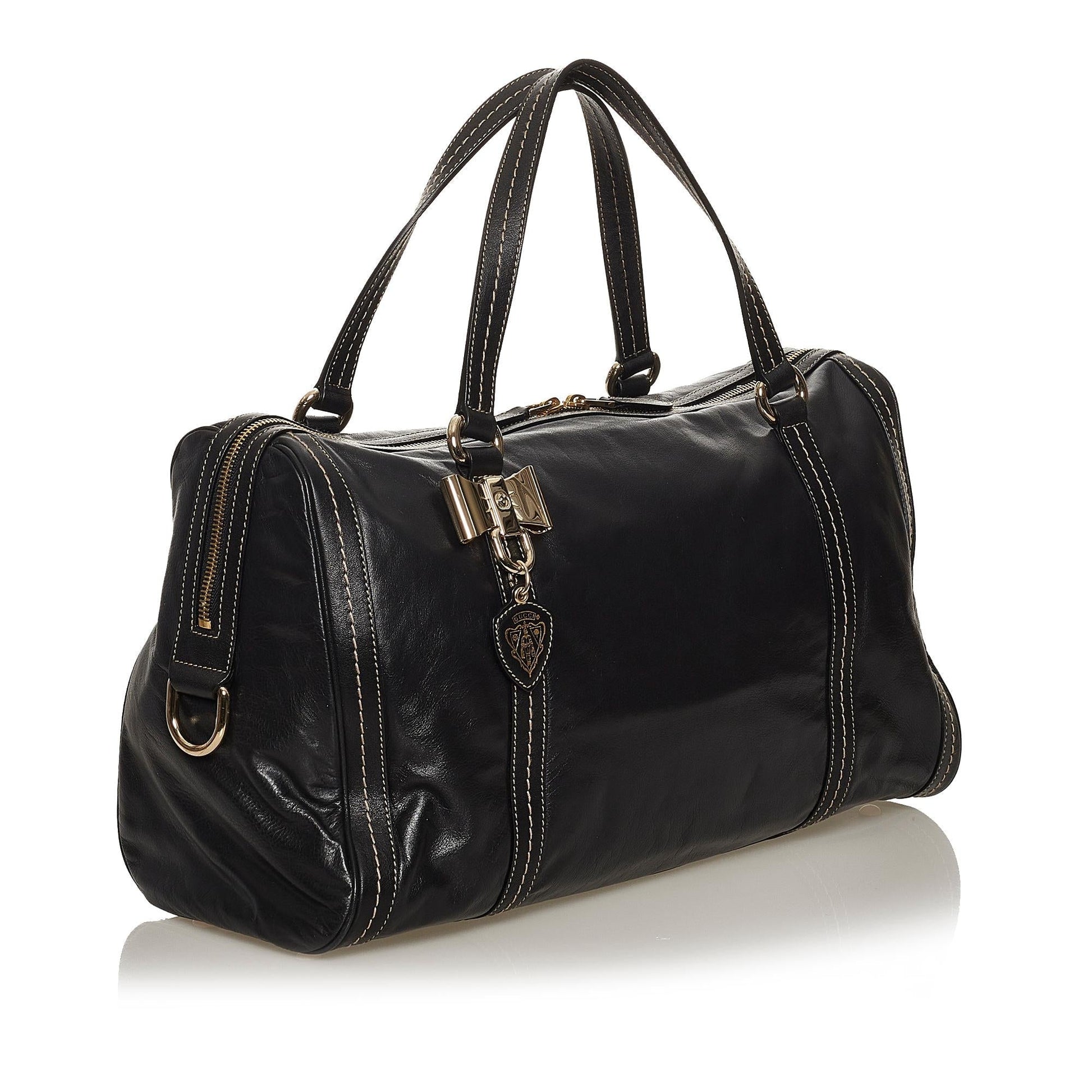 Gucci Duchessa Boston SHG Leather Calf Black Satchel Bag
