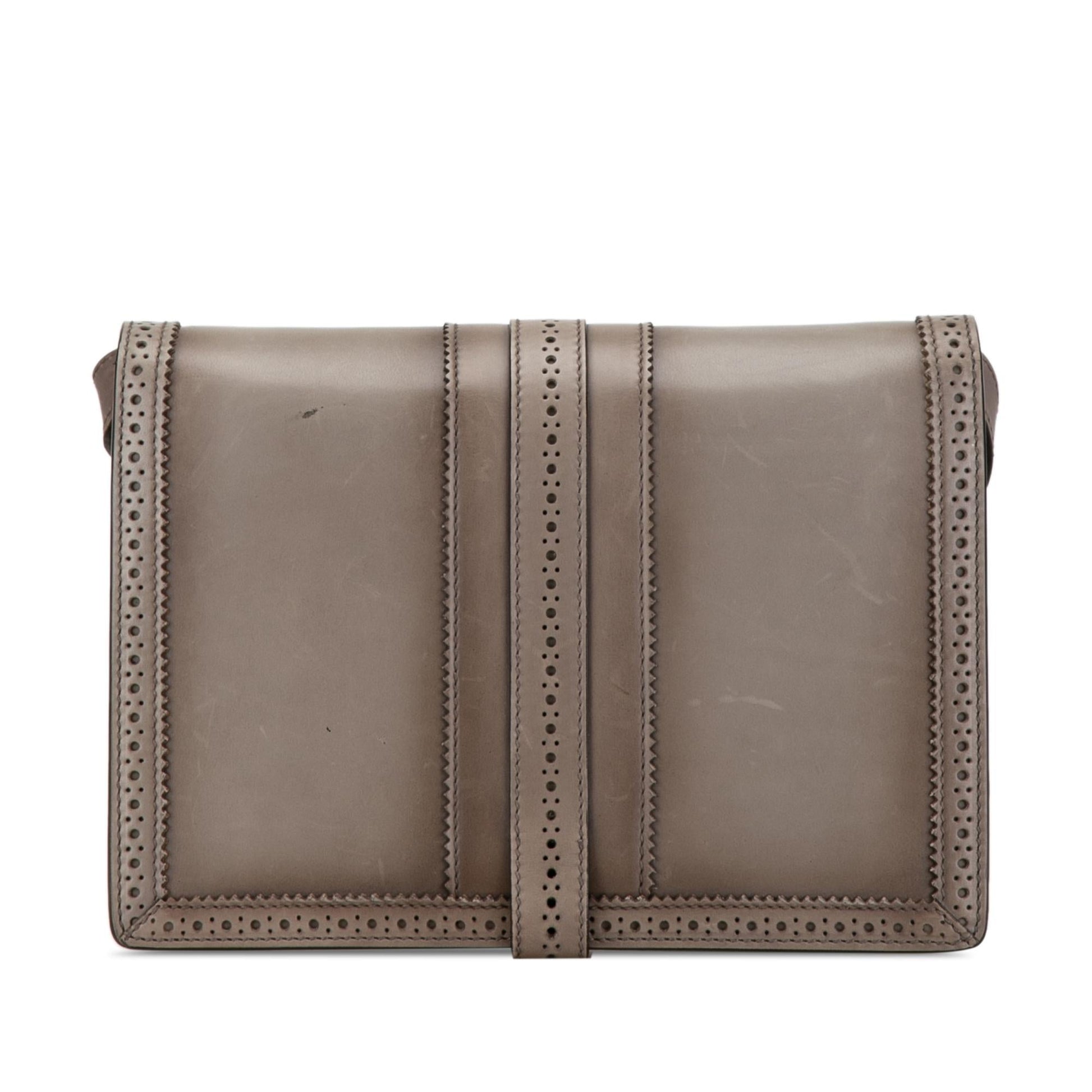Gucci Duilio Brogue SHG-Cn1jv6 Leather Calf Grey Crossbody Bag