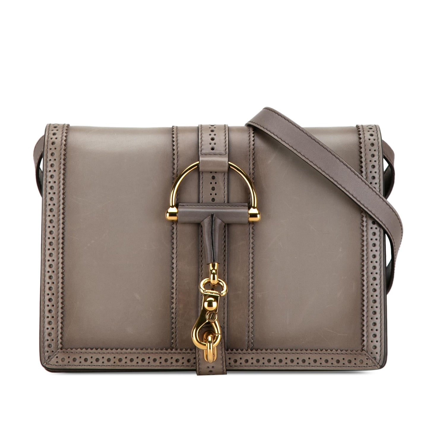 Gucci Duilio Brogue SHG-Cn1jv6 Leather Calf Grey Crossbody Bag