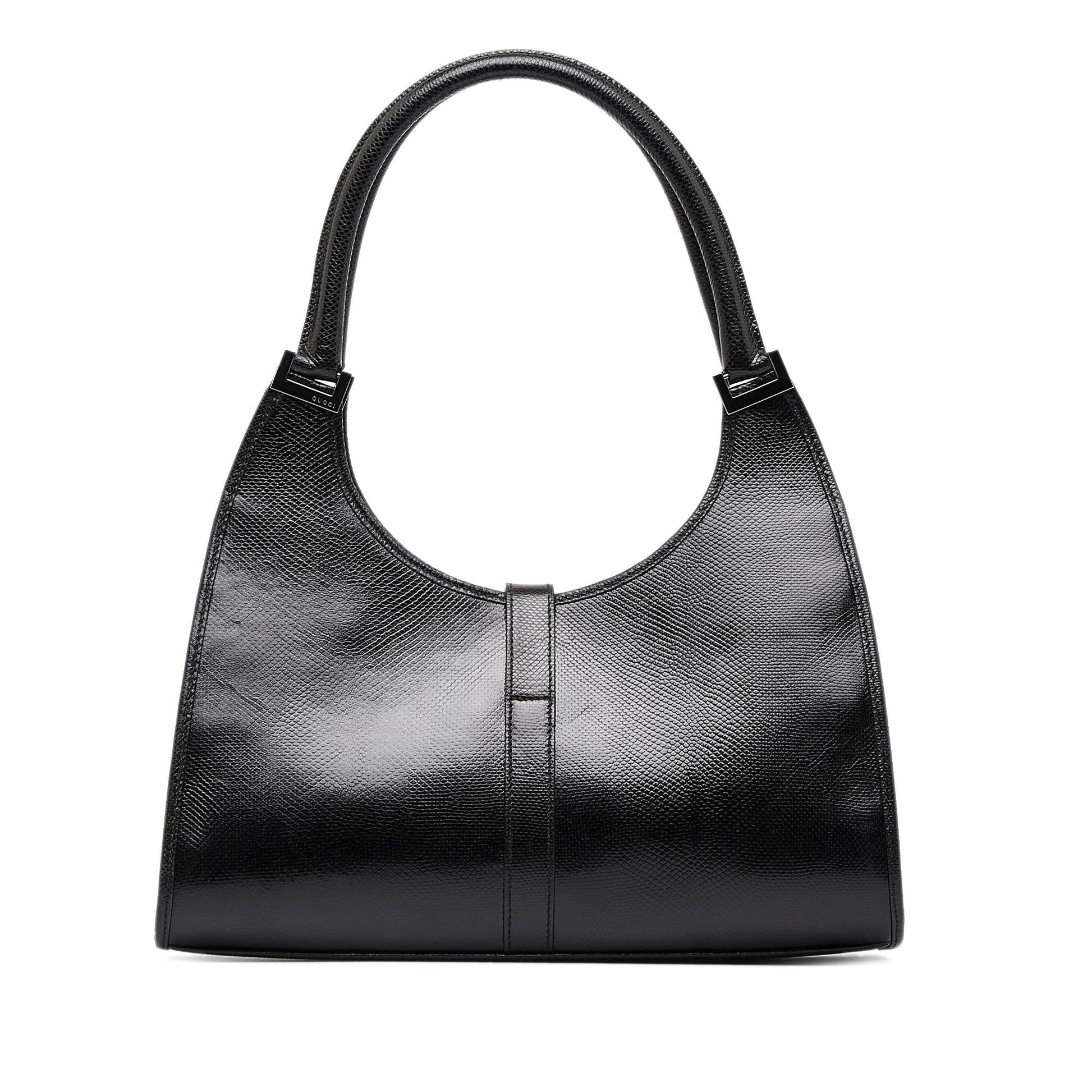 Gucci Embossed Jackie Bardot SHG-SlfkF7 Calf Black Shoulder Bag