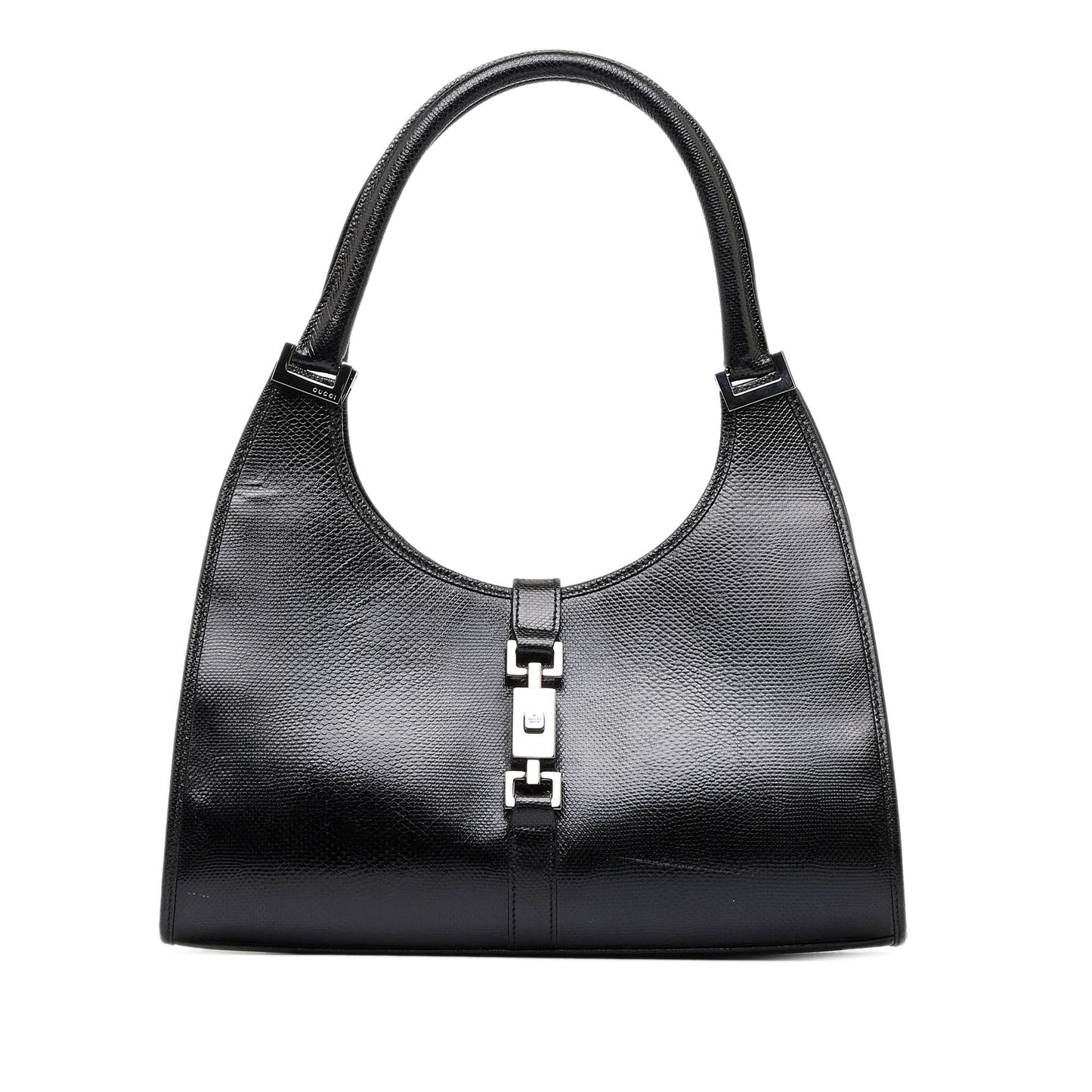 Gucci Embossed Jackie Bardot SHG-SlfkF7 Calf Black Shoulder Bag
