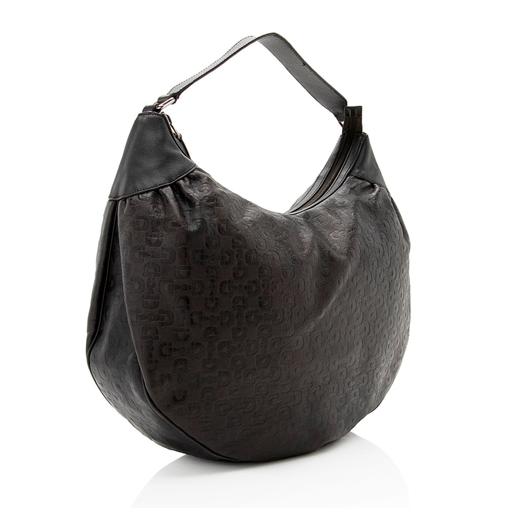 Gucci Embossed Horsebit - FINAL SHF Leather Brown Large Shoulder Bag