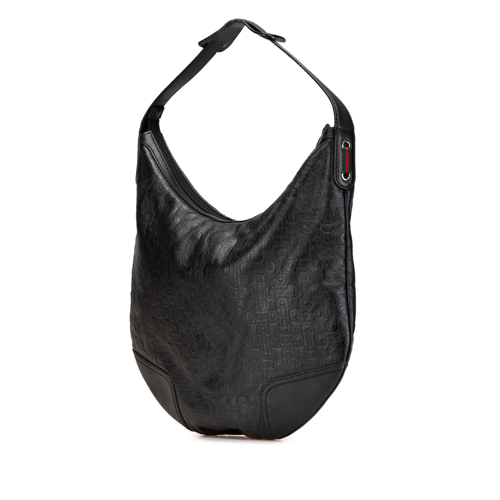 Gucci Embossed Horsebit Princy Leather Calf Black Shoulder Bag
