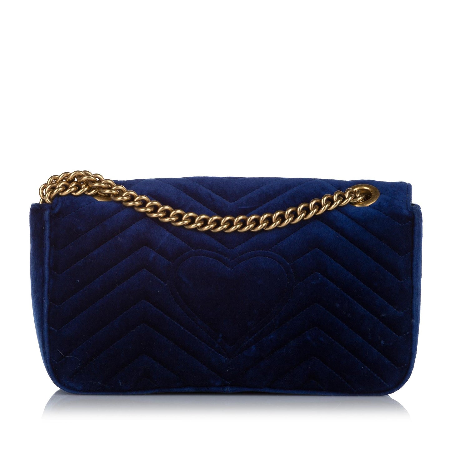 Gucci Embroidered GG Marmont SHG Matelasse Blue Crossbody Bag