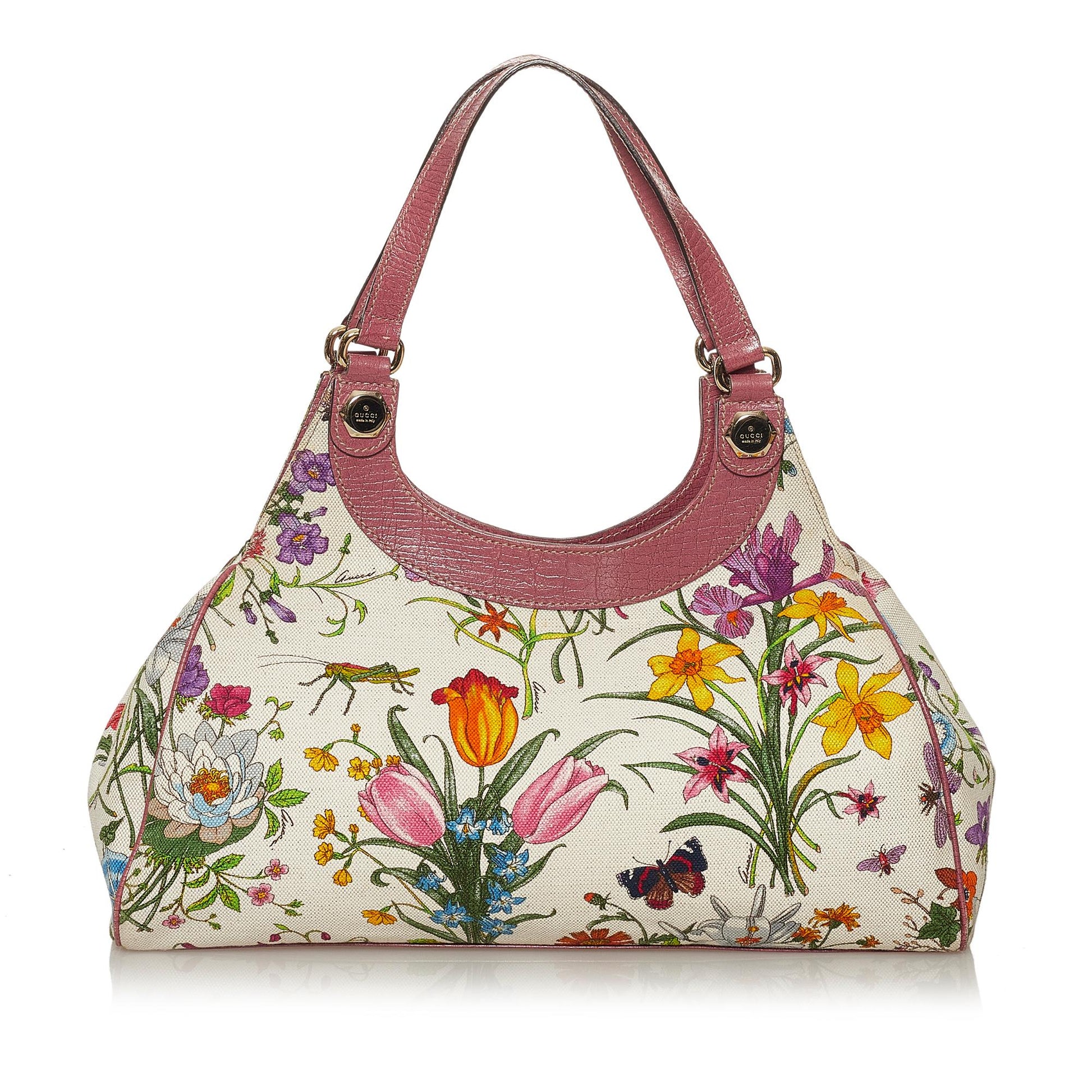Gucci Flora SHG Canvas Calf White Shoulder Bag