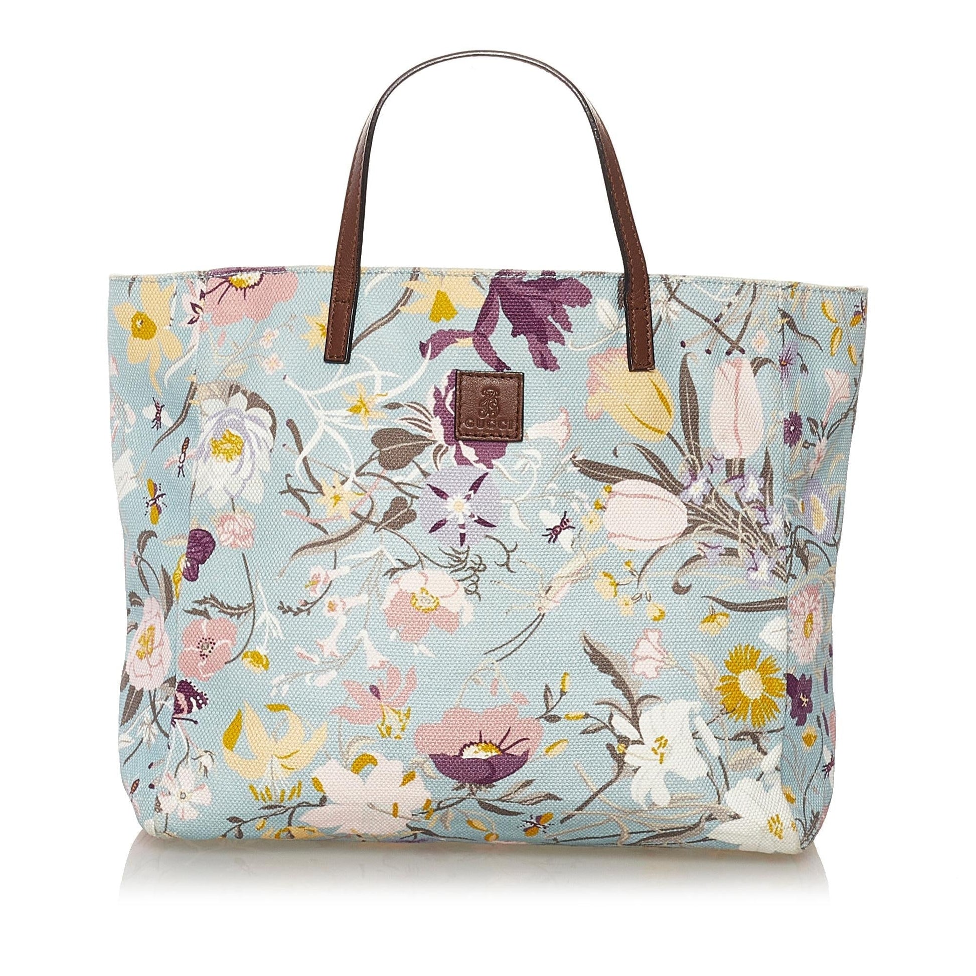 Gucci Flora SHG Canvas Blue Tote Bag