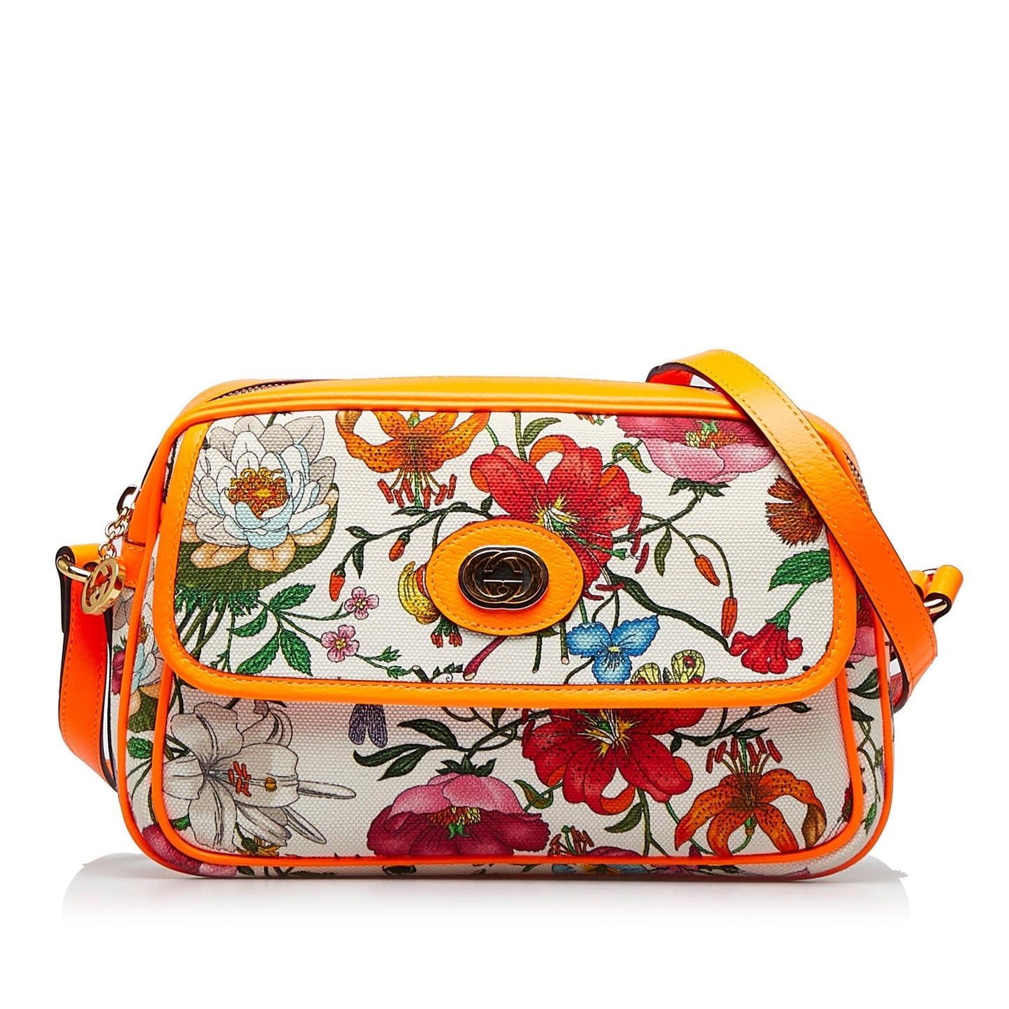 Gucci Flora SHG-myraFL Canvas Calf White Crossbody Bag