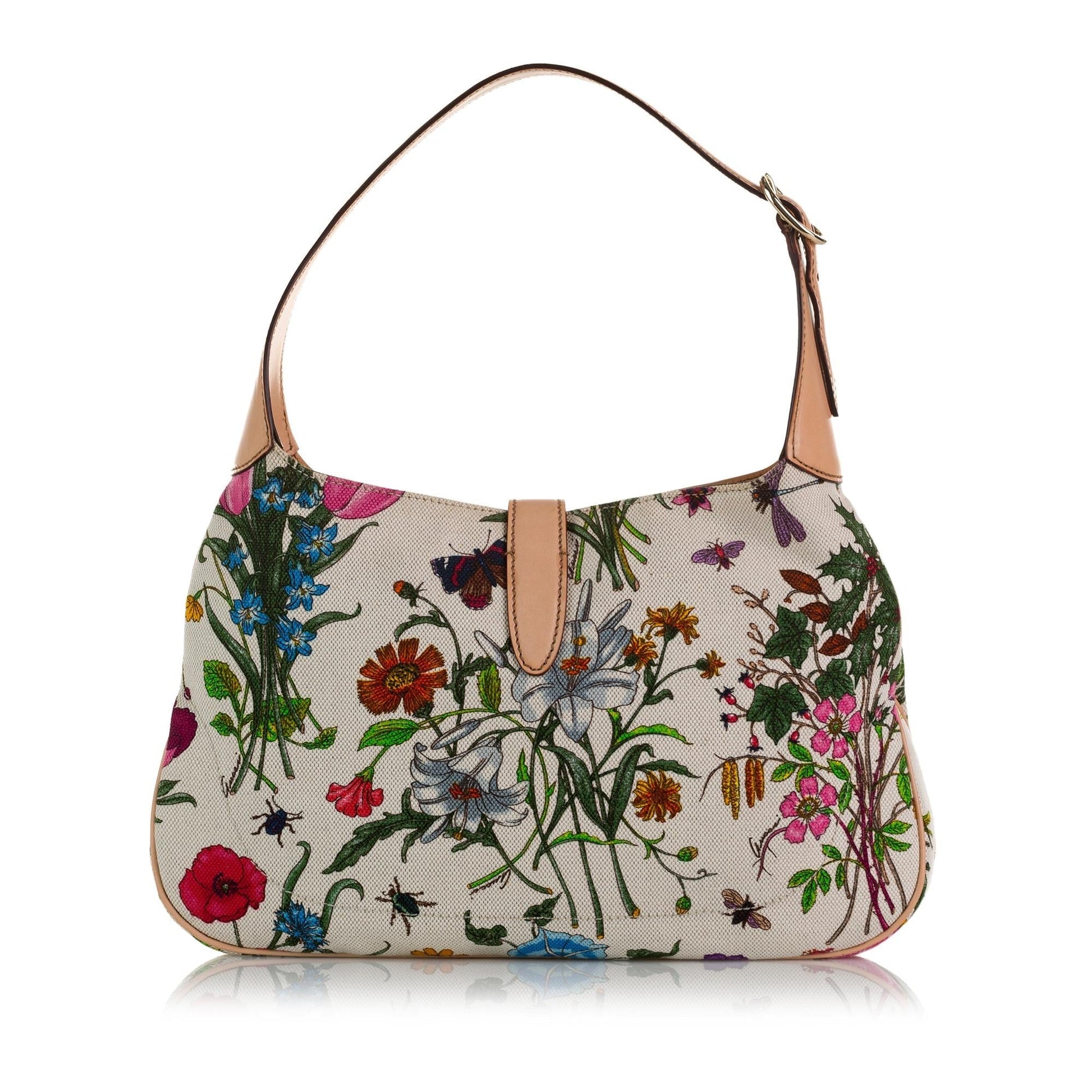 Gucci Flora Jackie SHG-wcbJh4 Canvas White Shoulder Bag
