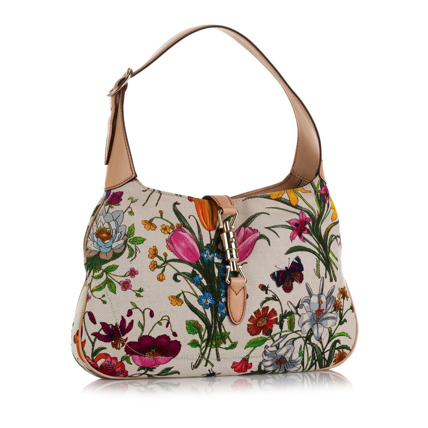 Gucci Flora Jackie SHG-wcbJh4 Canvas White Shoulder Bag
