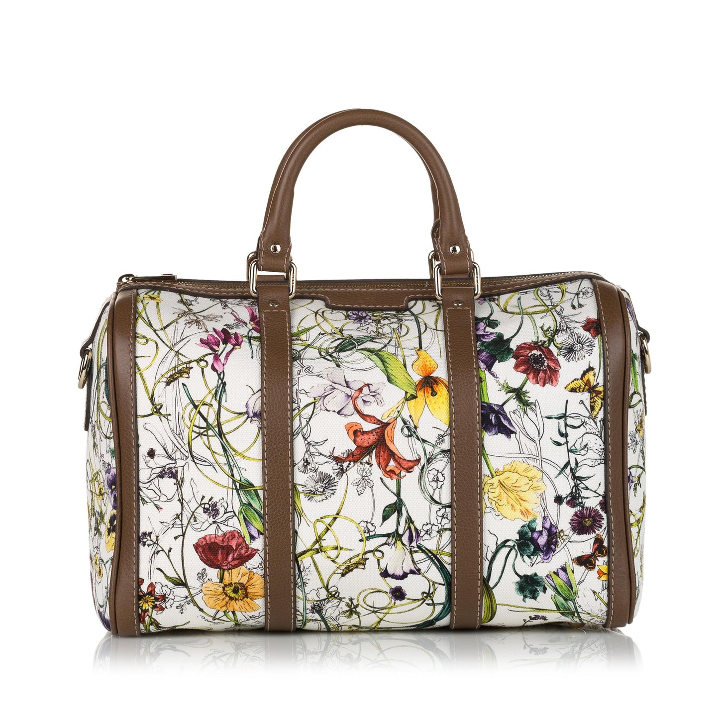 Gucci Flora Joy SHG Canvas White Satchel Bag