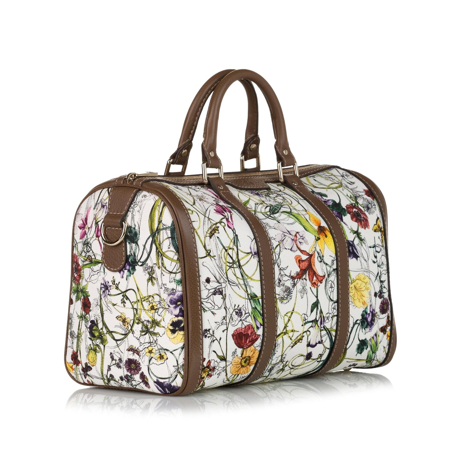 Gucci Flora Joy SHG Canvas White Satchel Bag
